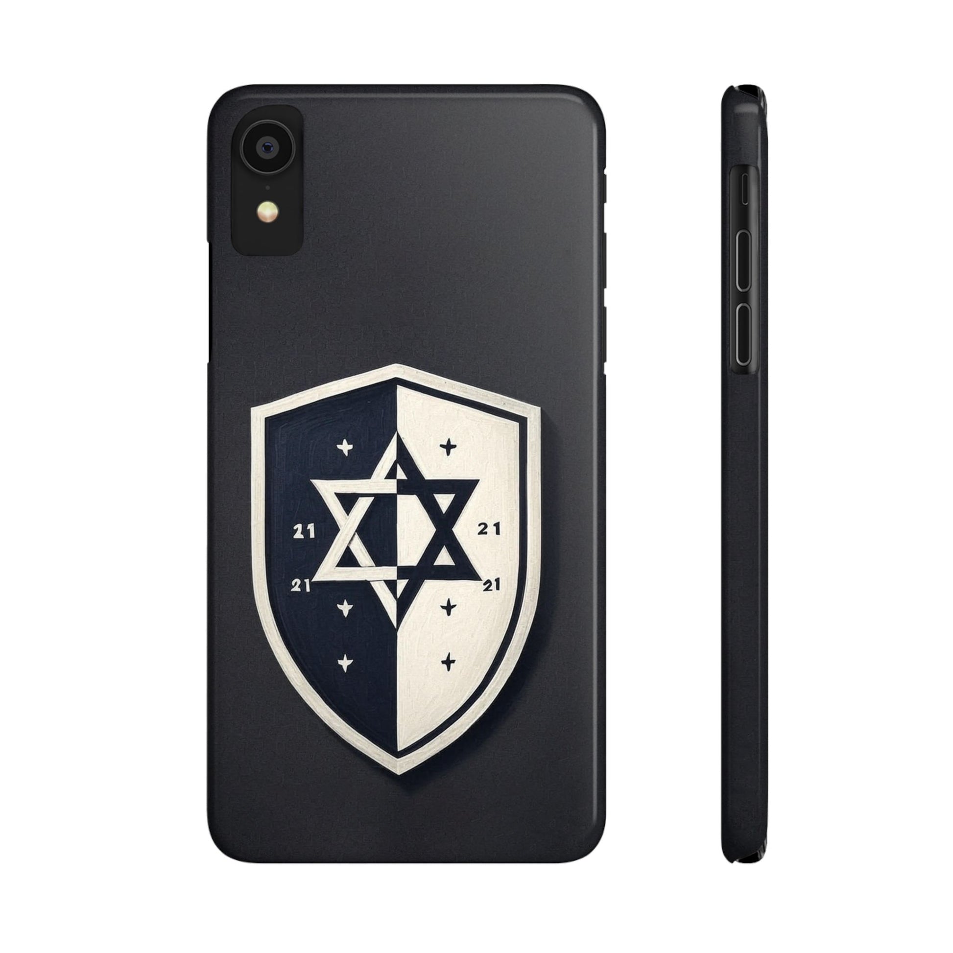 Black and White Shield Slim Phone Cases - American Zionist