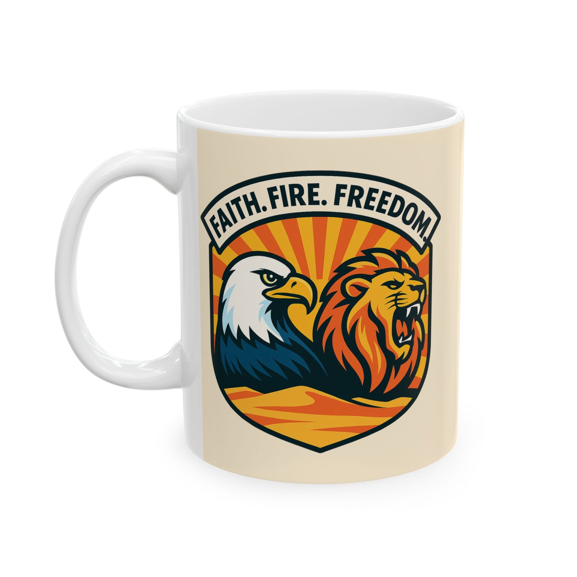Lions Eagles Rise Ceramic Mug, (11oz, 15oz) - American Zionist