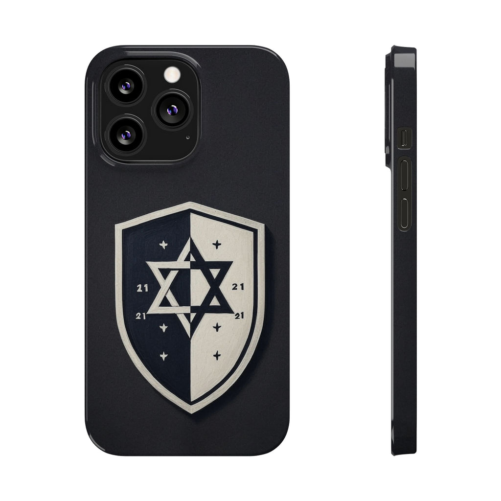 Black and White Shield Slim Phone Cases - American Zionist