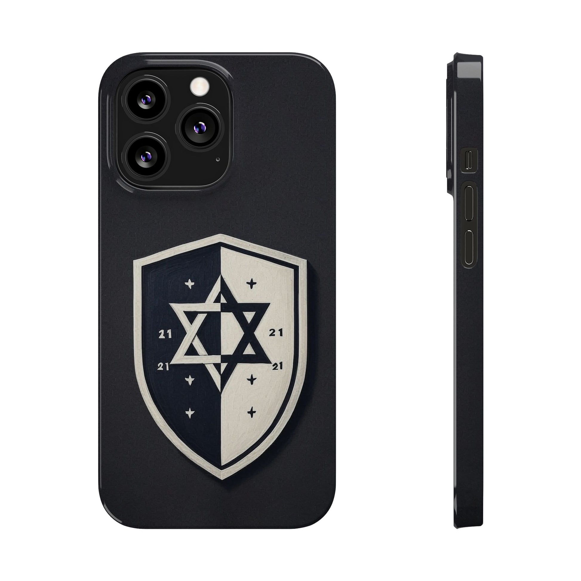 Black and White Shield Slim Phone Cases - American Zionist