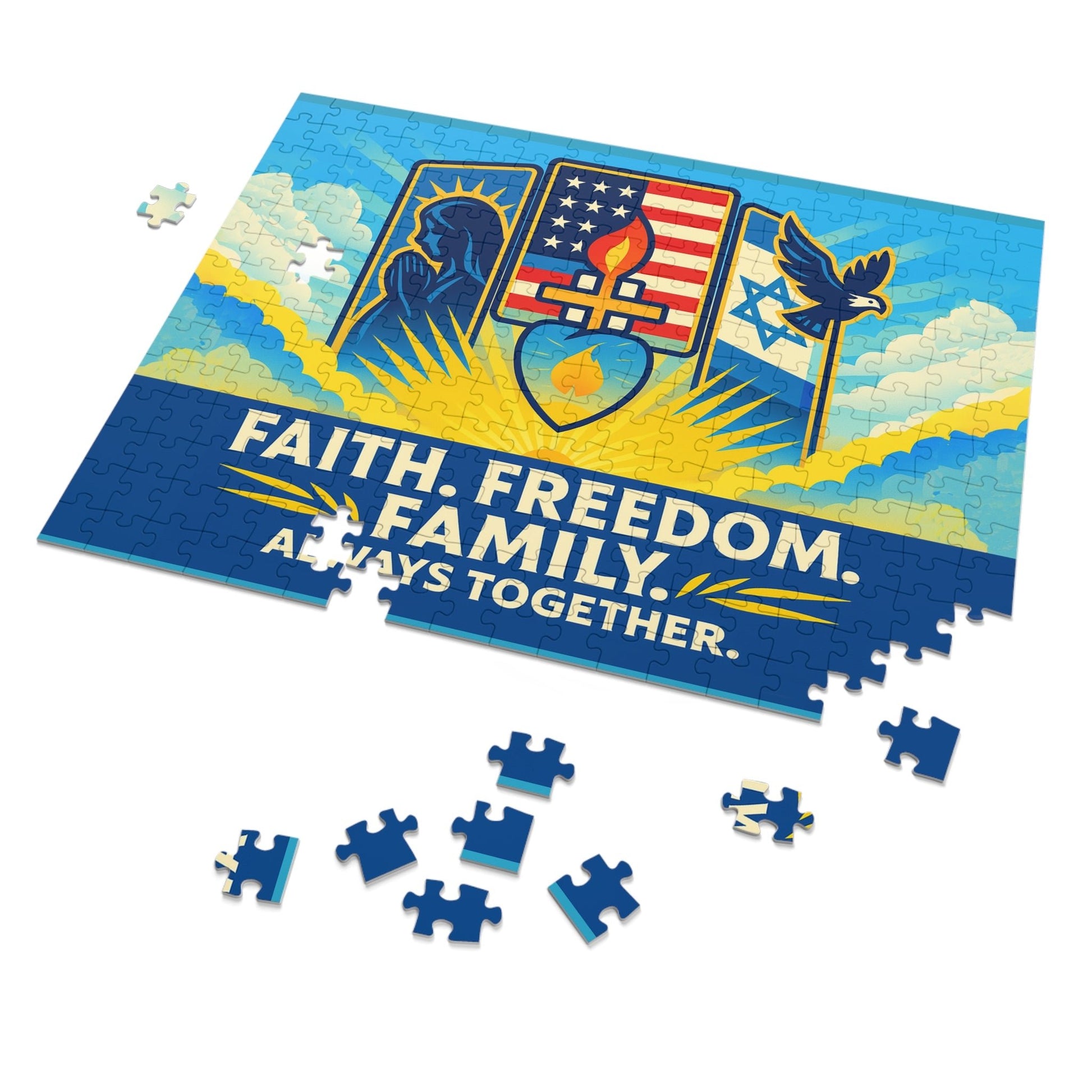 Guided By Faith's Flame Jigsaw Puzzle with Tin - American Zionist
