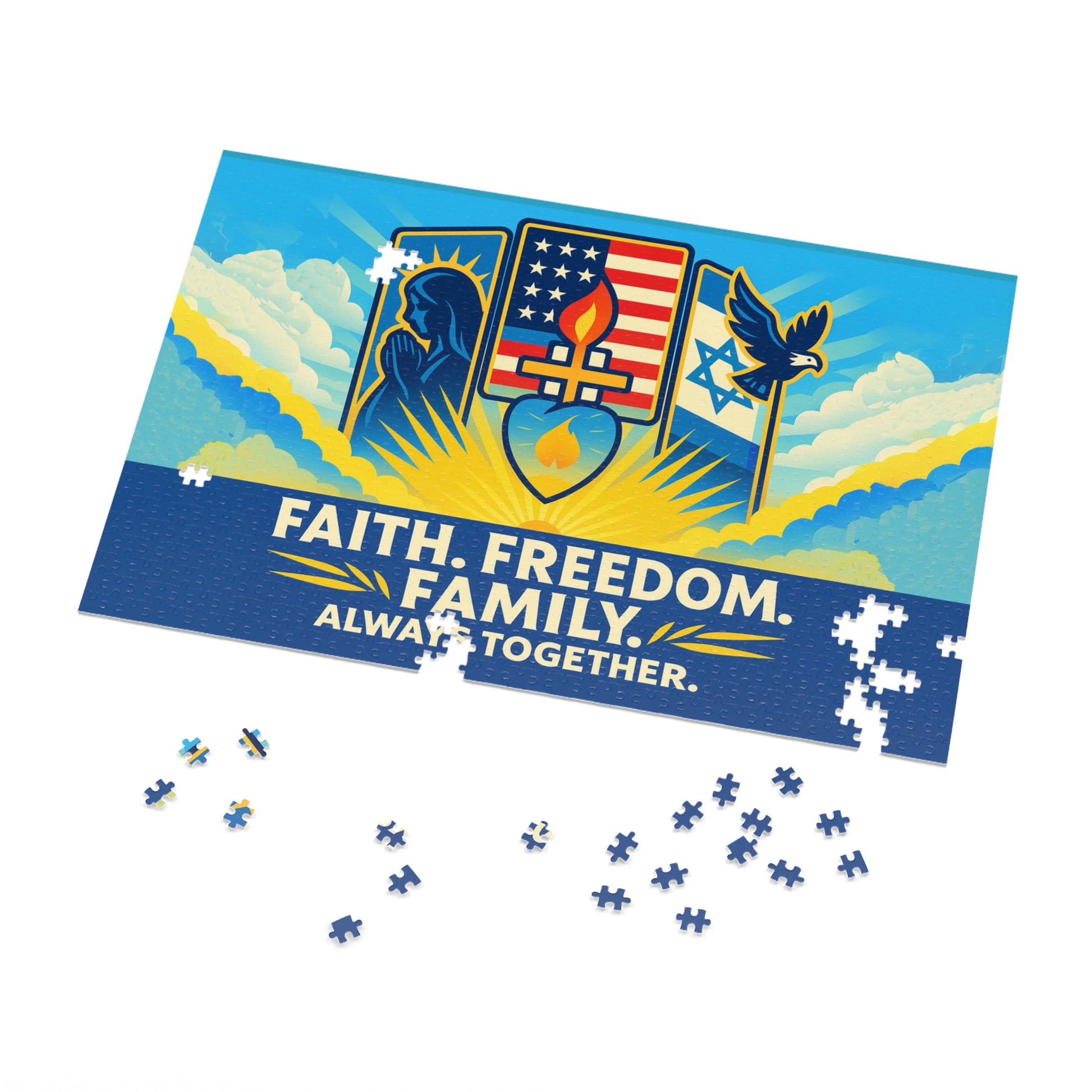 Guided By Faith's Flame Jigsaw Puzzle with Tin - American Zionist