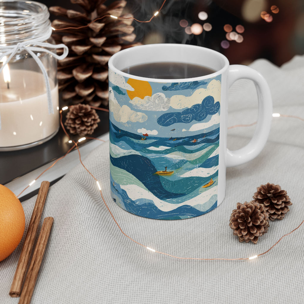 Tel Aviv Beach Ceramic Mug 11oz, 15oz - American Zionist