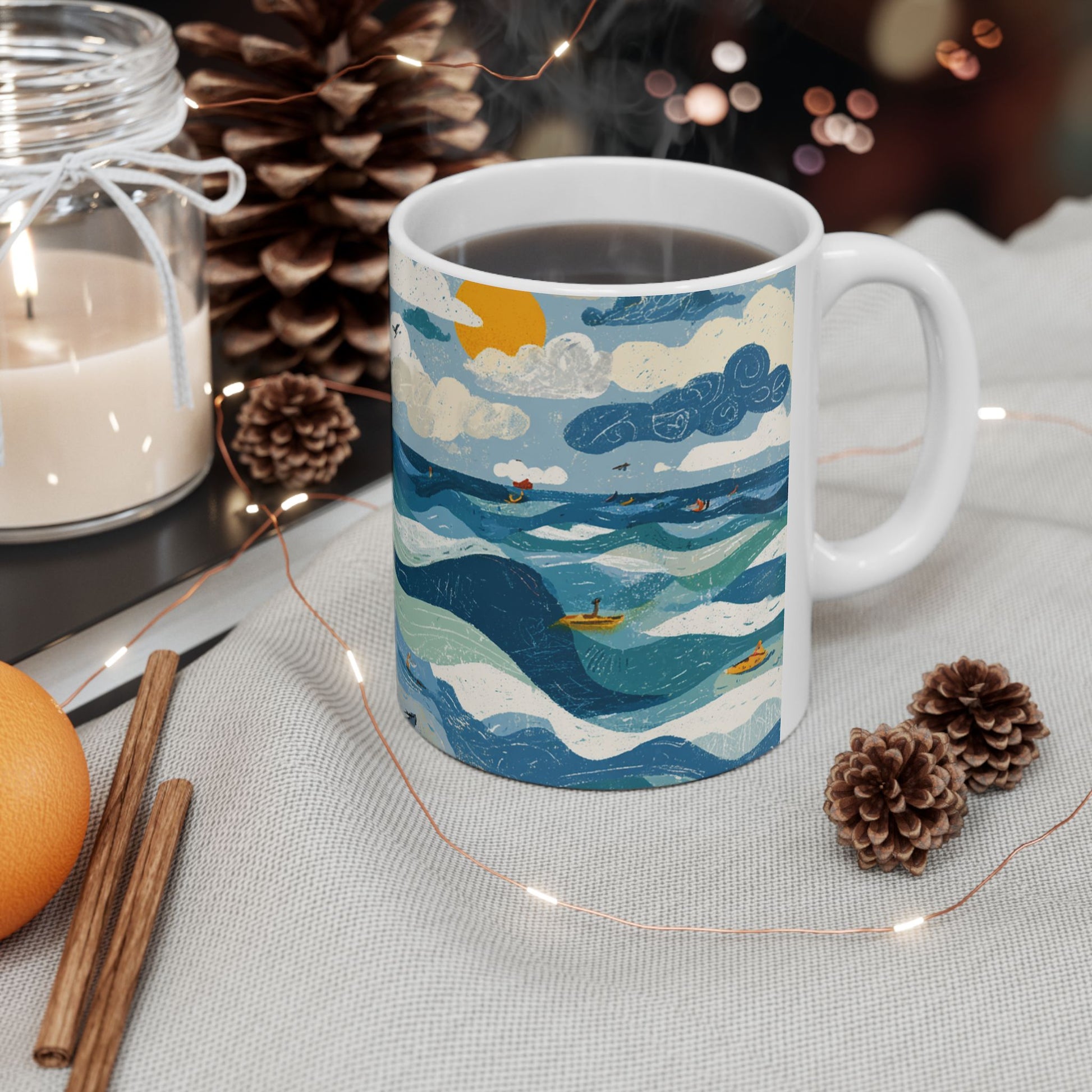 Tel Aviv Beach Ceramic Mug 11oz, 15oz - American Zionist