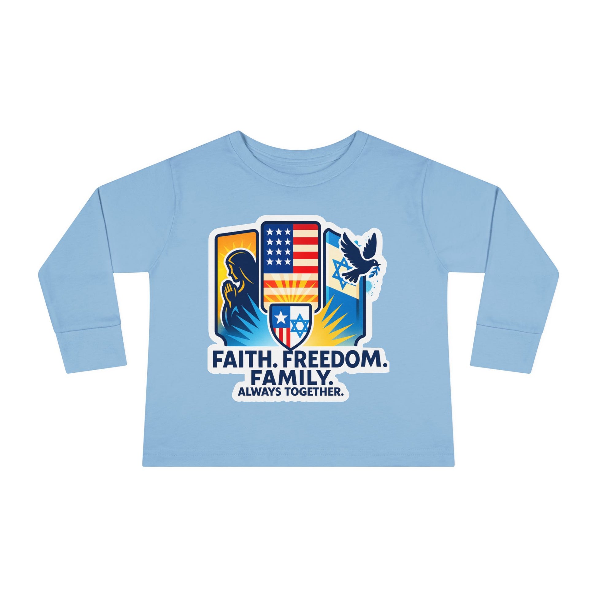 Faith Freedom Family Toddler Long Sleeve Tee - American Zionist