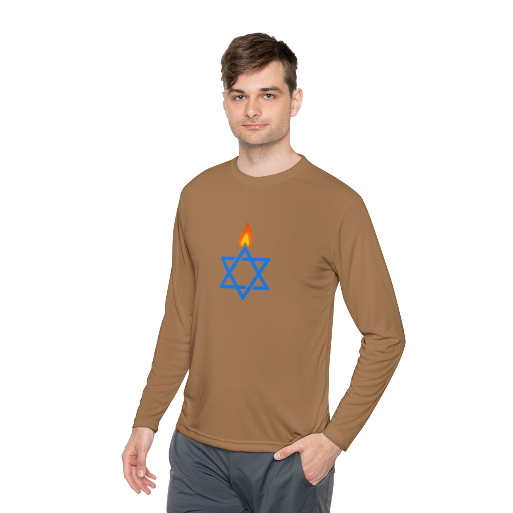 Fire Stars Of David Unisex Lightweight Long Sleeve Tee - American Zionist