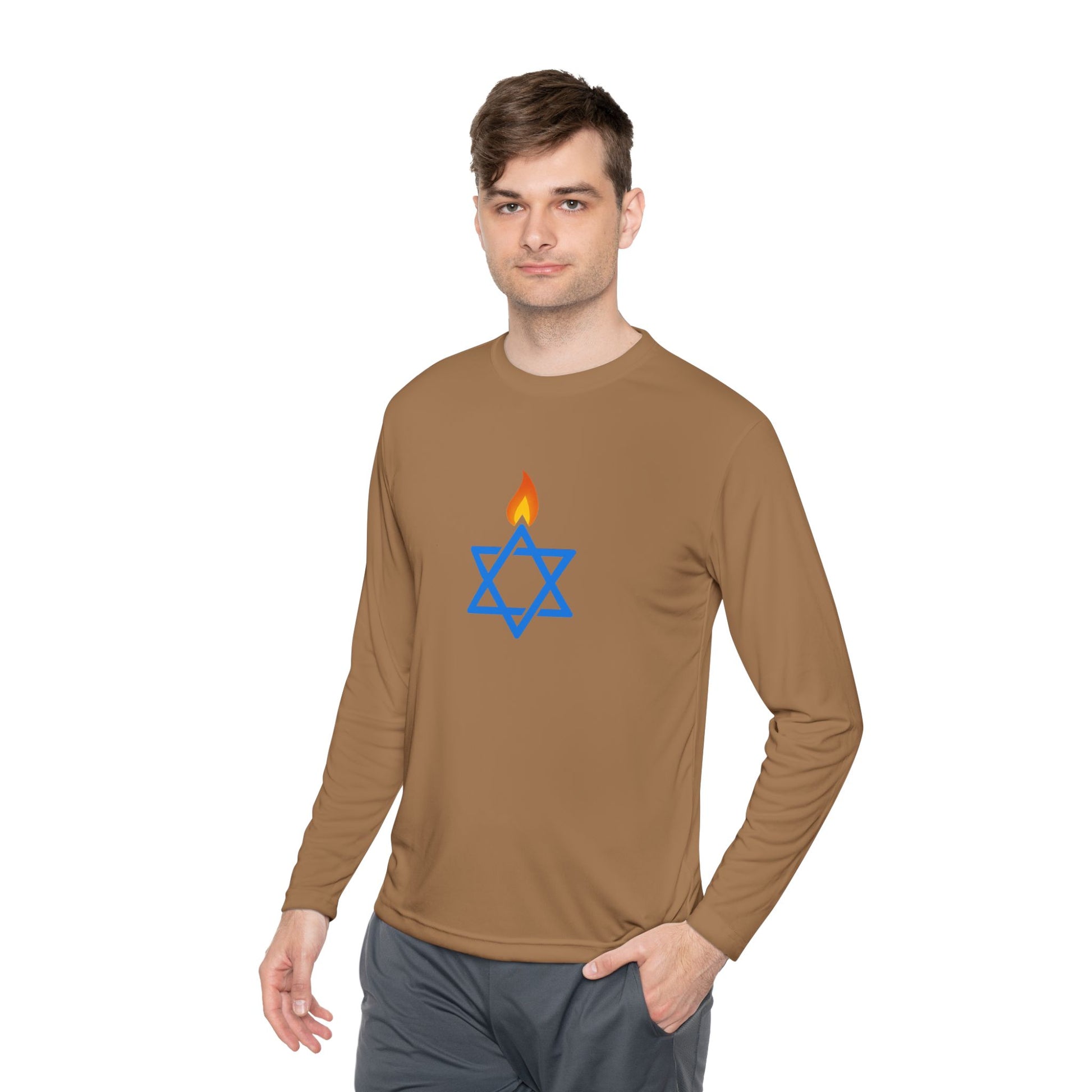 Fire Stars Of David Unisex Lightweight Long Sleeve Tee - American Zionist