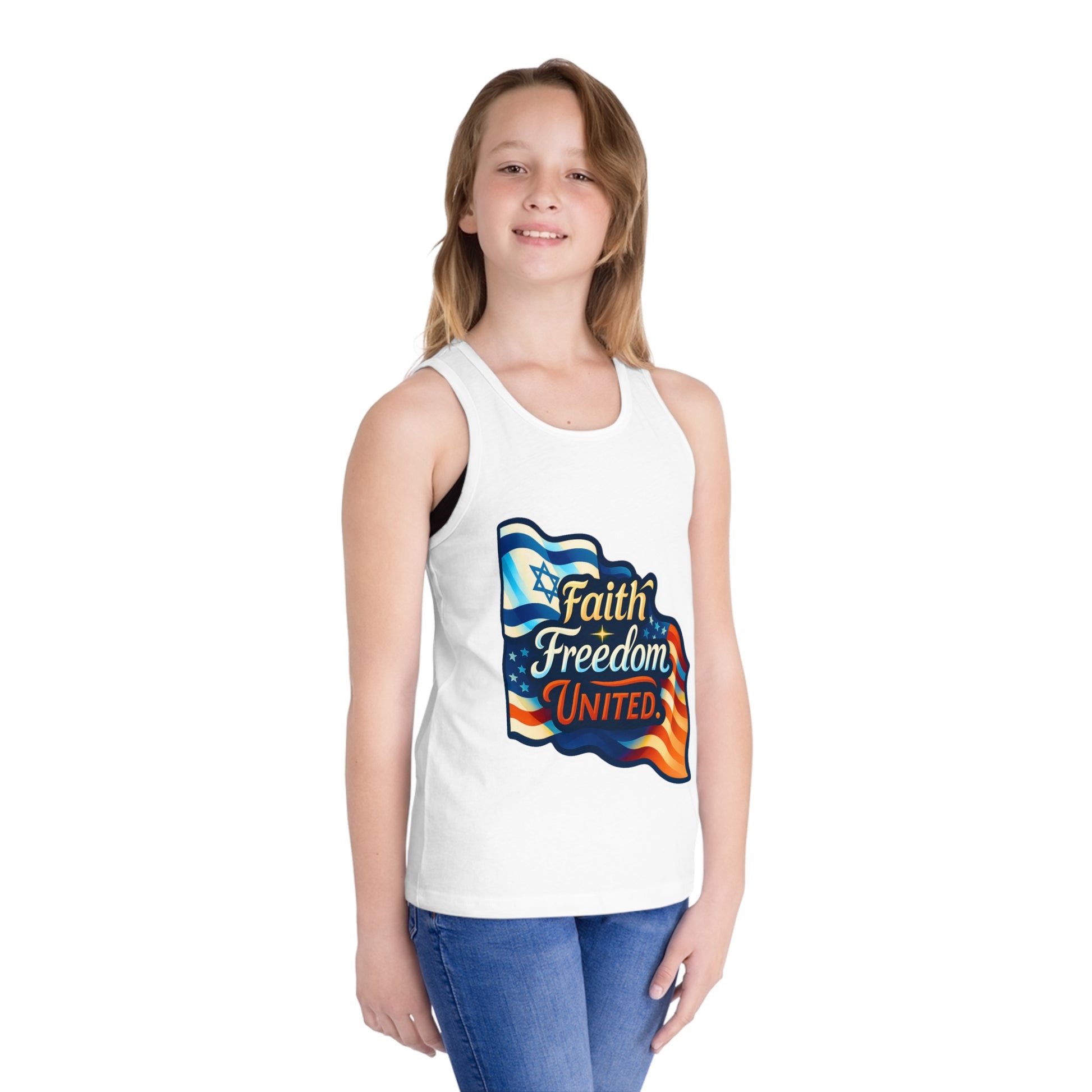 Faith Freedom United Kid's Jersey Tank Top - American Zionist