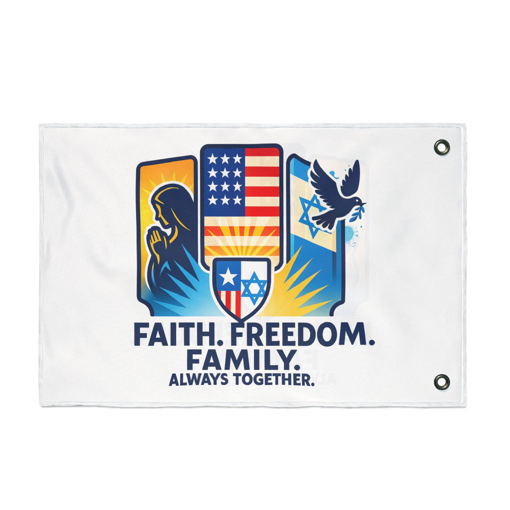 Faith, Freedom, Family Double Sided Flag - American Zionist