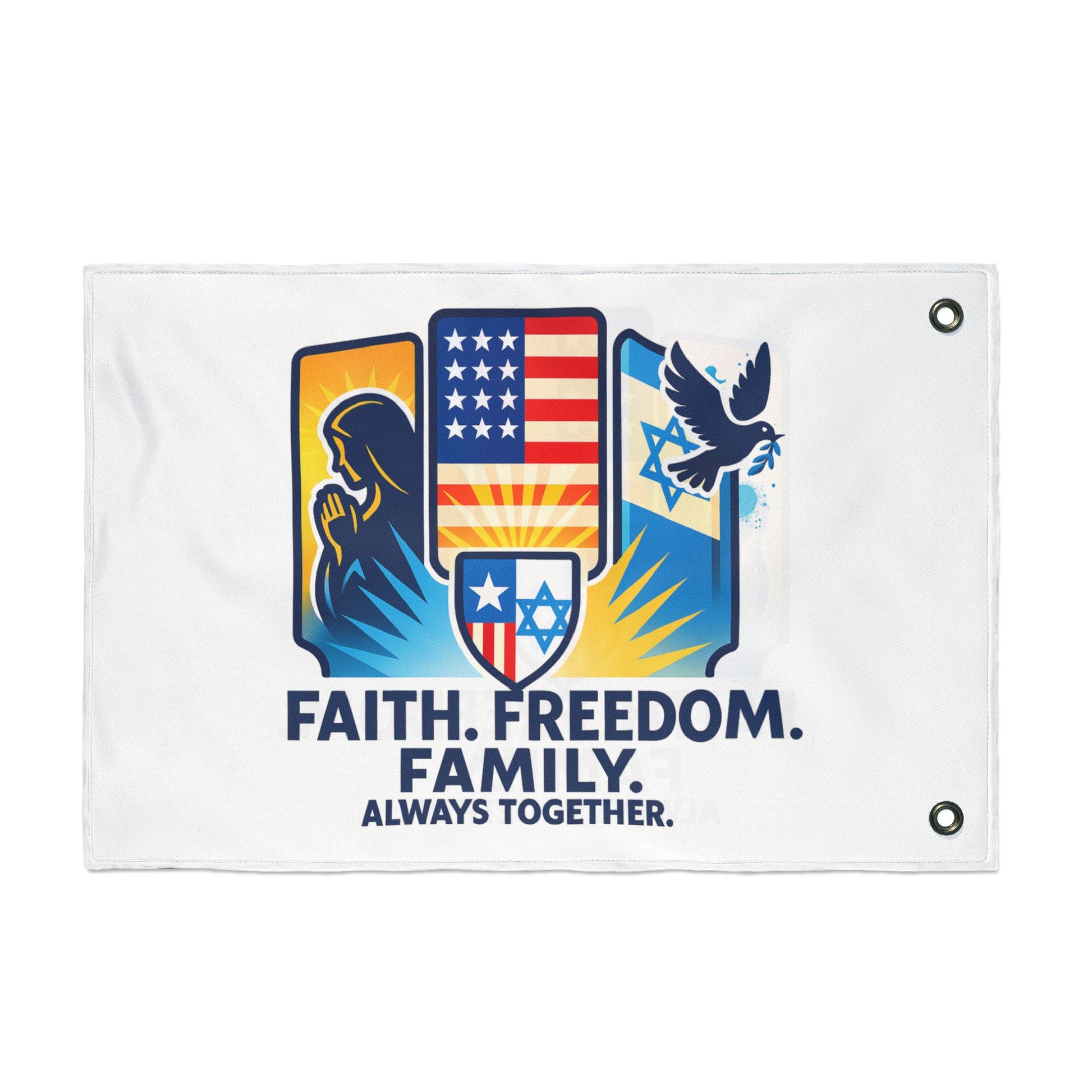 Faith, Freedom, Family Double Sided Flag - American Zionist