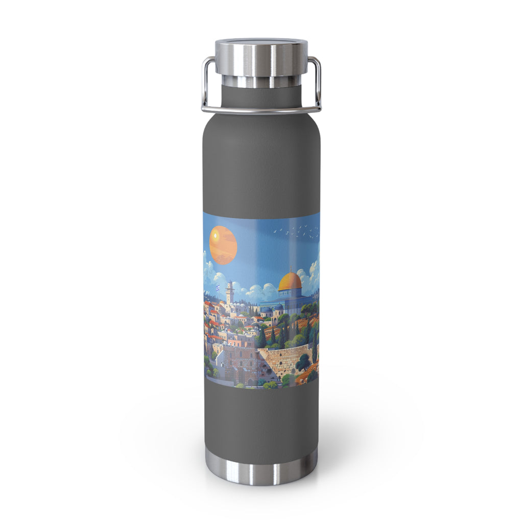 Jerusalem City Skyline Copper Vacuum Insulated Bottle, 22oz - American Zionist