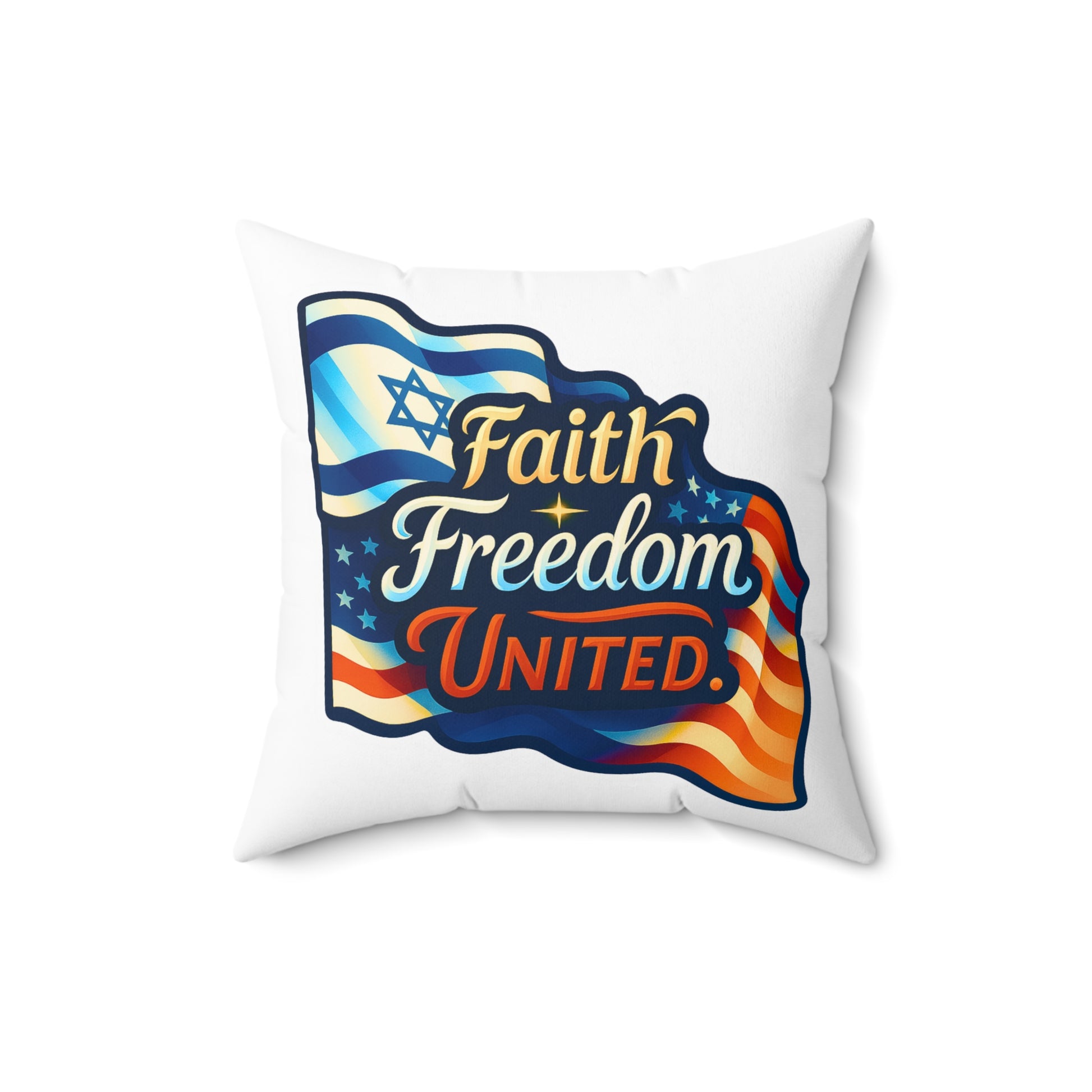 Faith Freedom United Spun Polyester Square Pillow - American Zionist