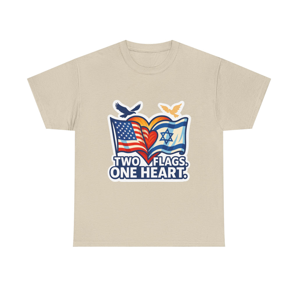 Two Flags One Heart Unisex Heavy Cotton Tee - American Zionist