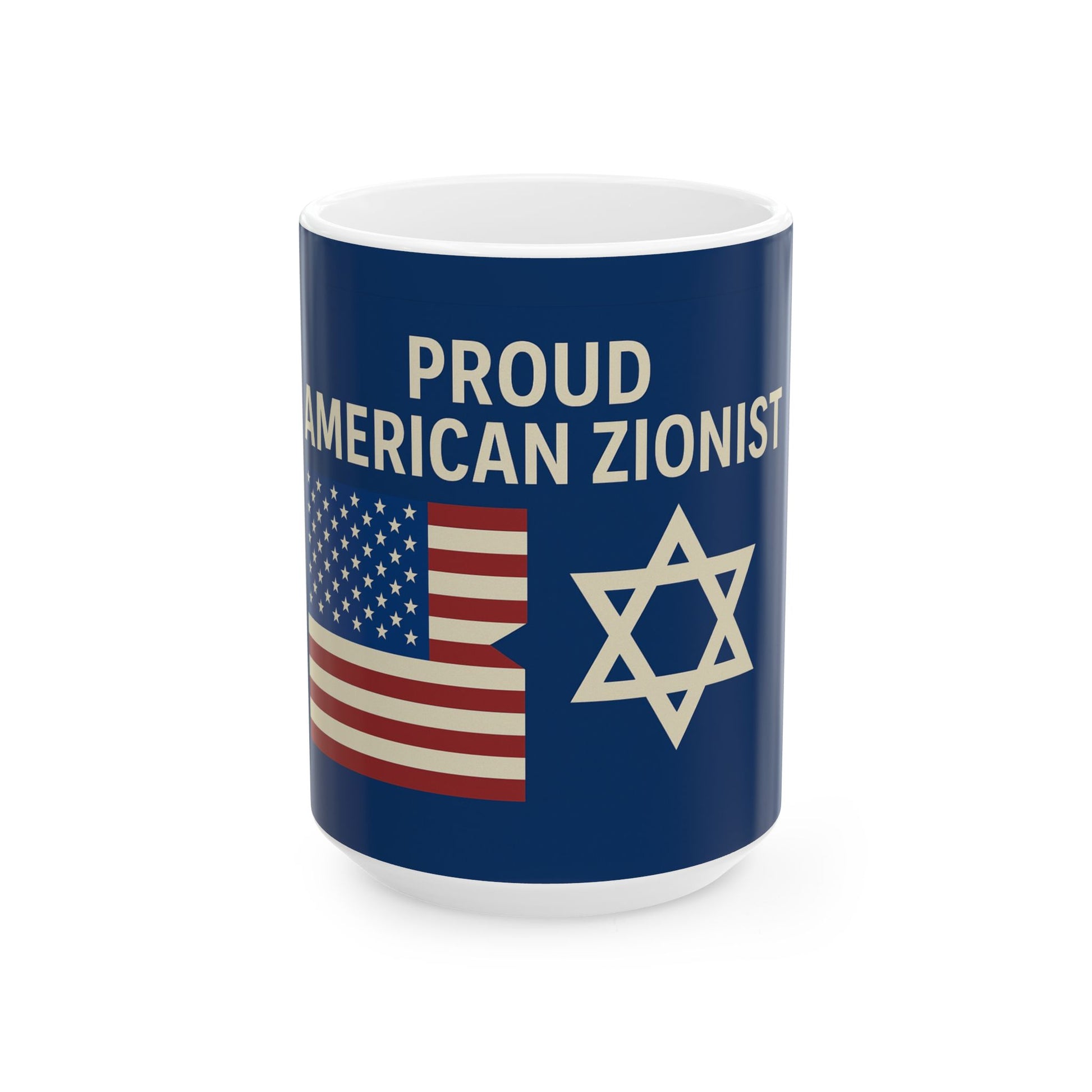 Blue Proud American Zionist Ceramic Mug, (11oz, 15oz) - American Zionist
