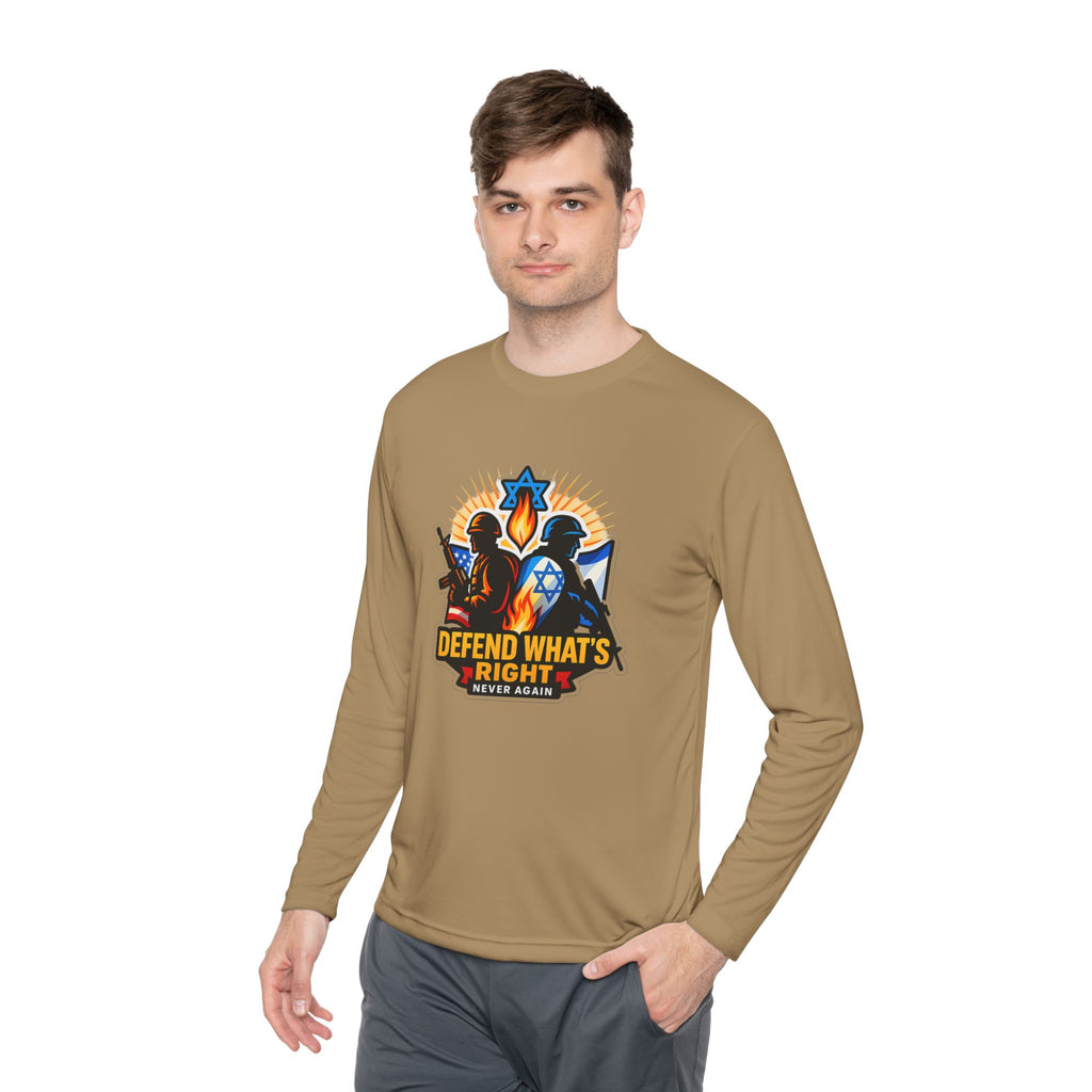 Defend What's Right Unisex Lightweight Long Sleeve Tee - American Zionist
