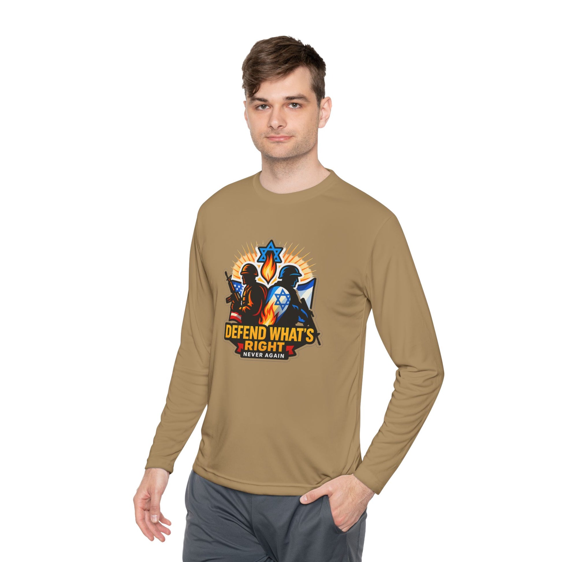 Defend What's Right Unisex Lightweight Long Sleeve Tee - American Zionist