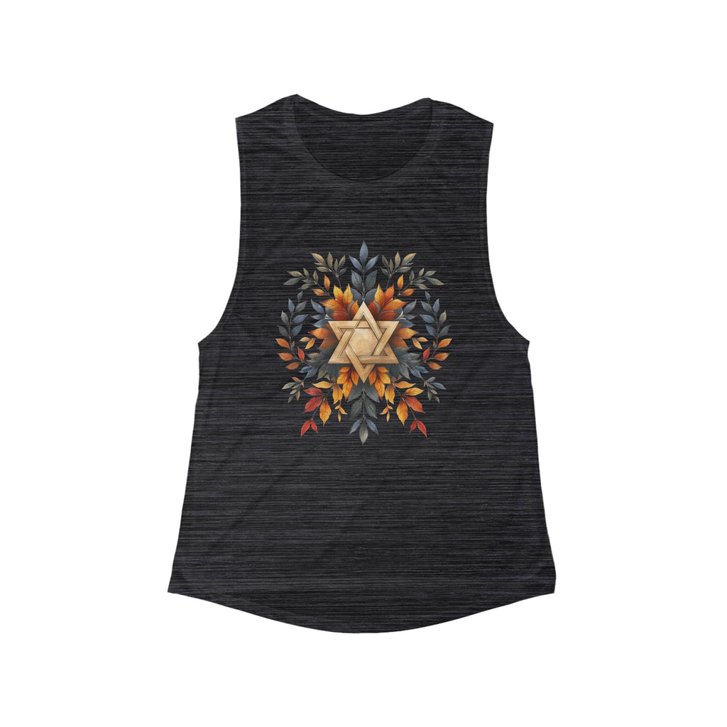 Star of David Wreath Women's Flowy Scoop Muscle Tank - American Zionist