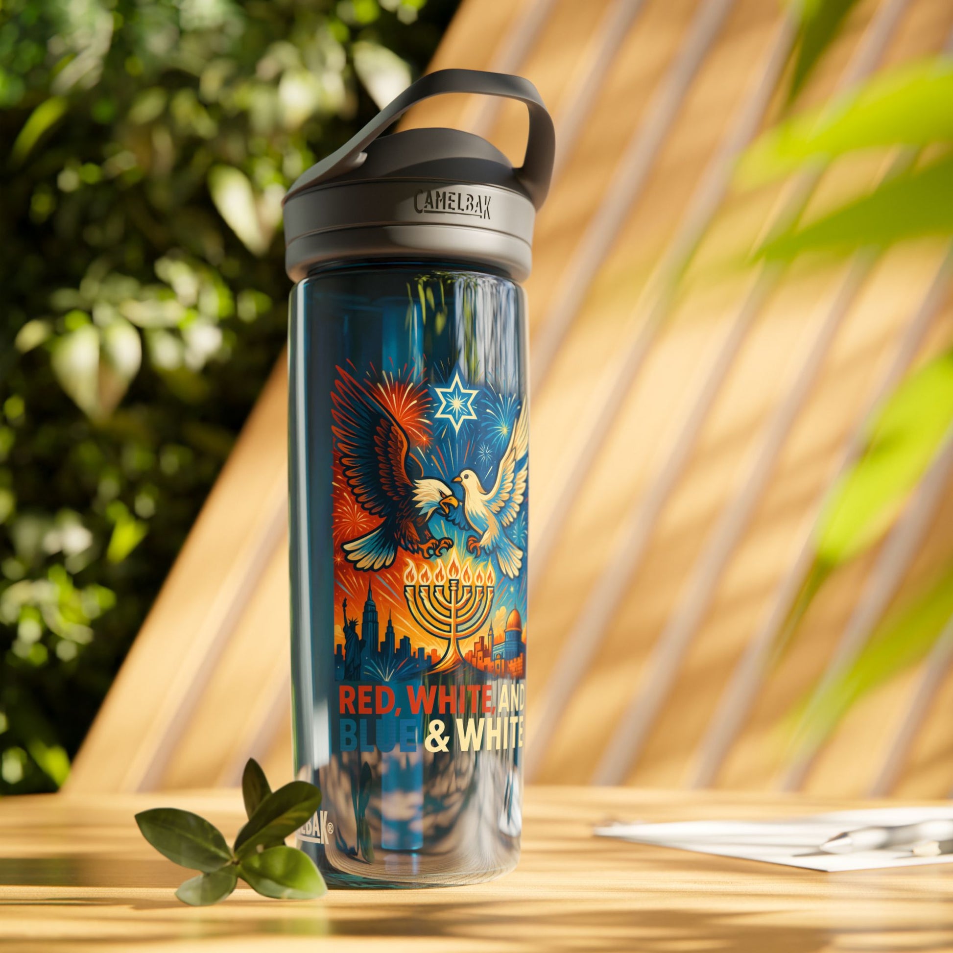 Red White And Blue Water Bottle, 20oz\25oz - American Zionist