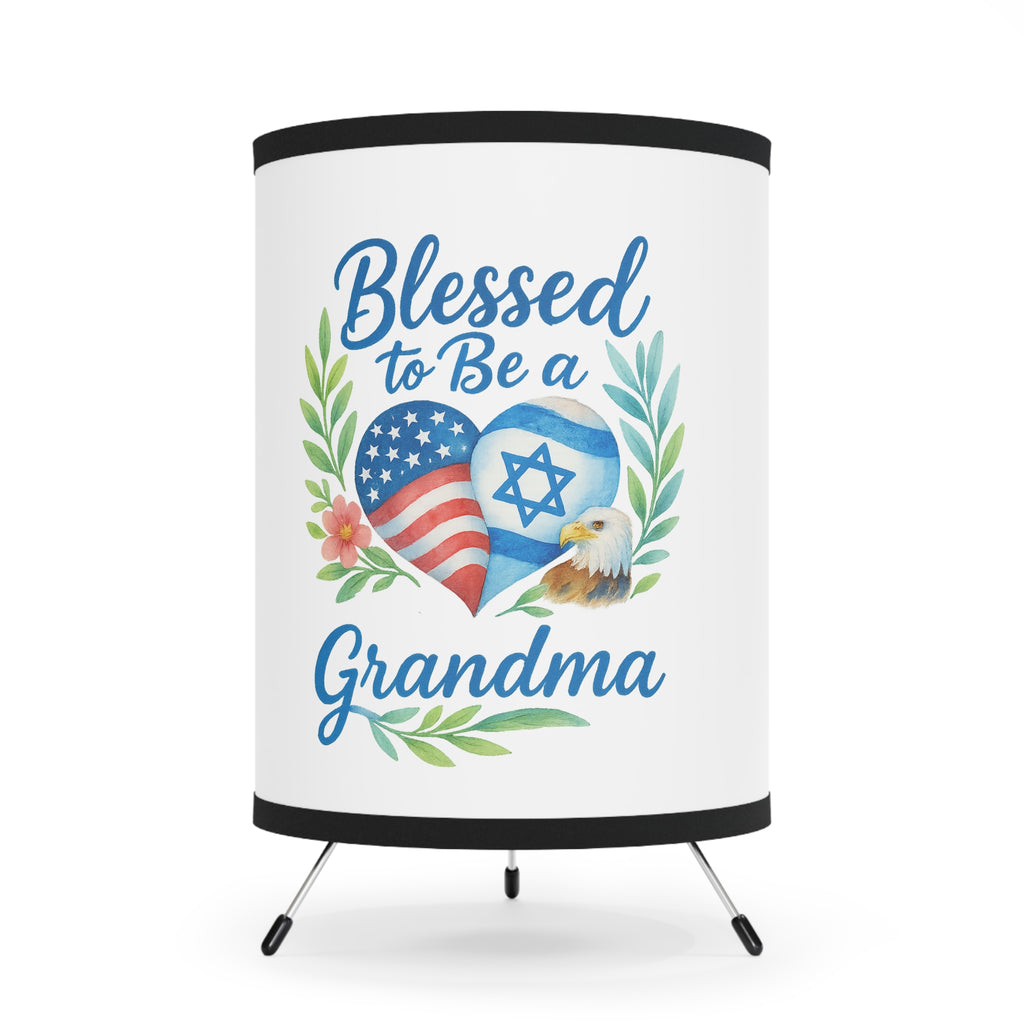 Blessed To Be A Grandma Tripod Lamp with High - Res Printed Shade - American Zionist