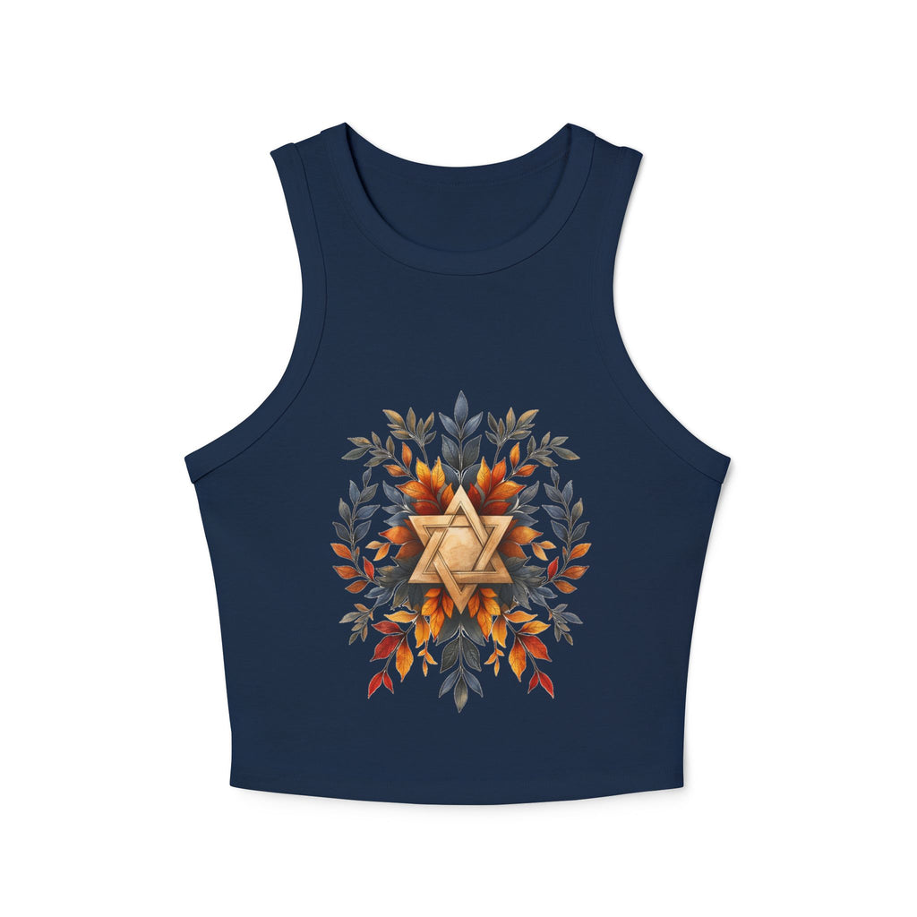 Star of David Wreath Women's Micro Rib Racer Tank Top - American Zionist