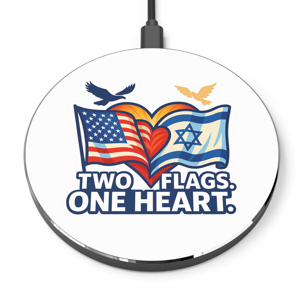 Two Flags One Heart Wireless Charger - American Zionist