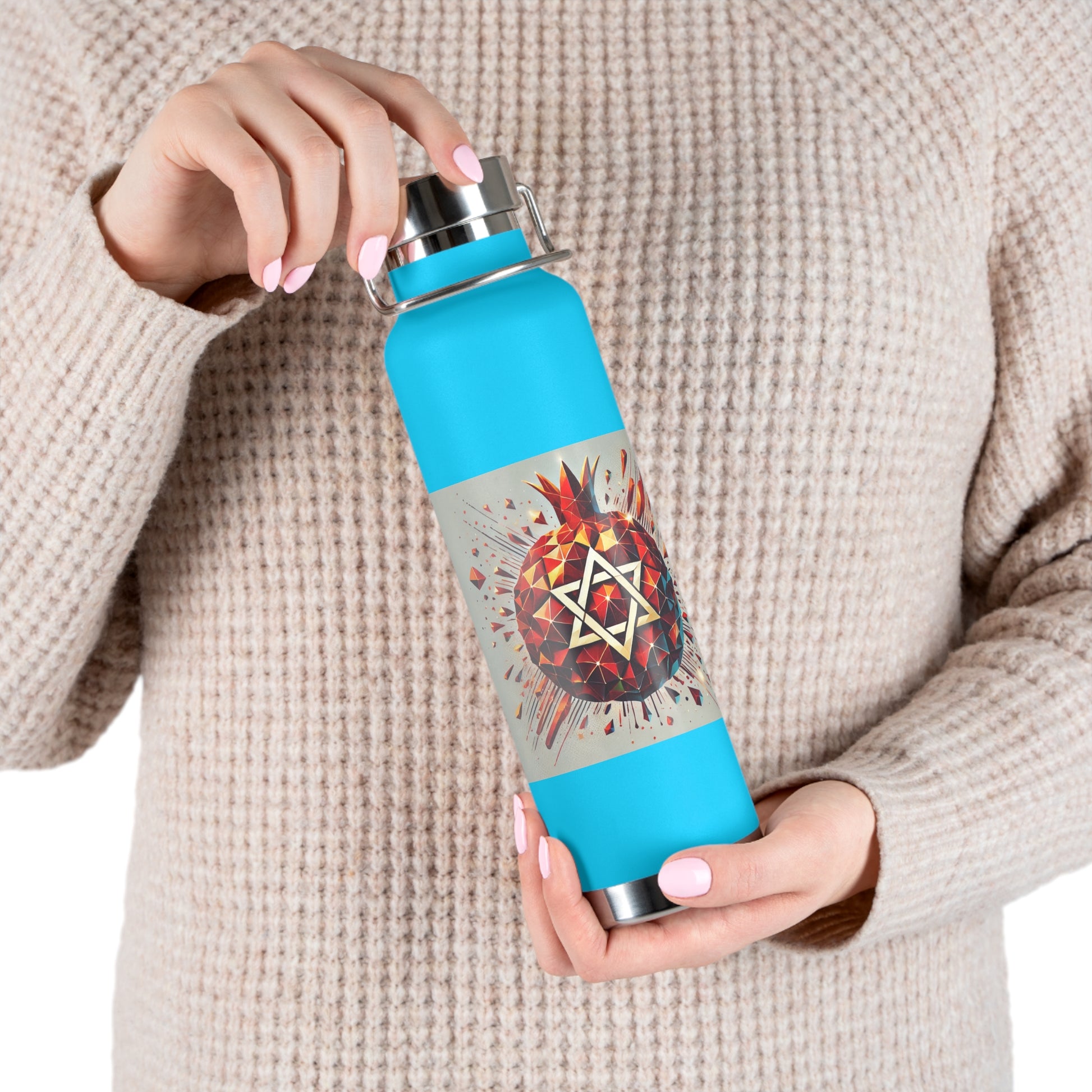 Pomegranate Star of David Copper Vacuum Insulated Bottle, 22oz - American Zionist