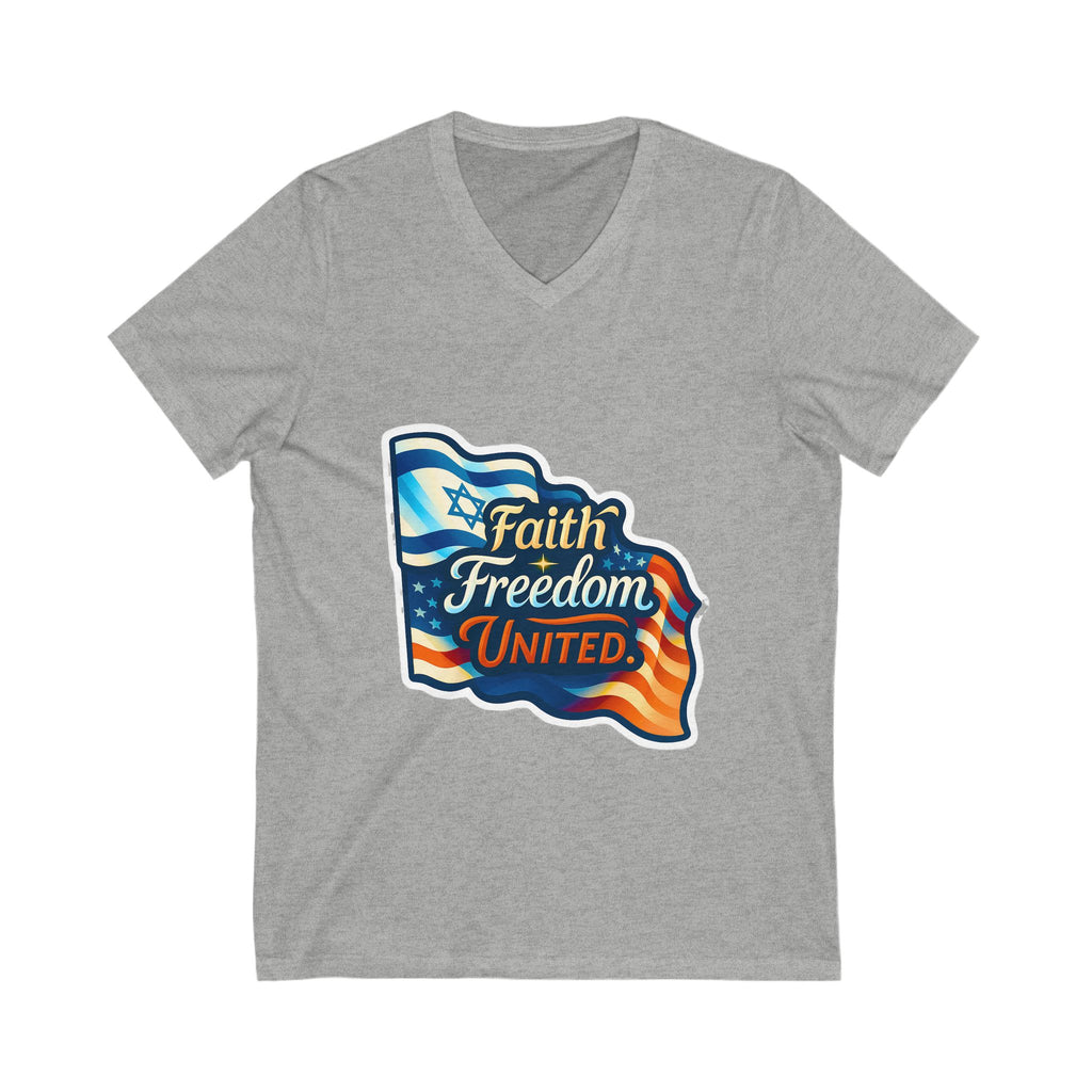Faith Freedom United Unisex Jersey Short Sleeve V - Neck Tee - American Zionist