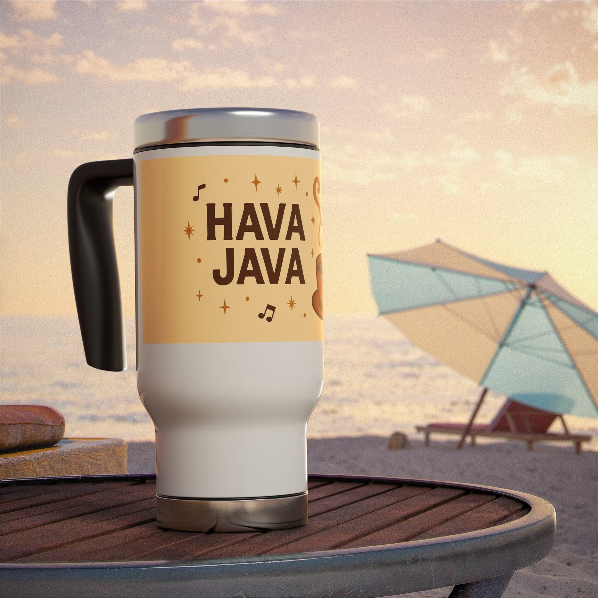 Hava Java Stainless Steel Travel Mug with Handle, 14oz - American Zionist