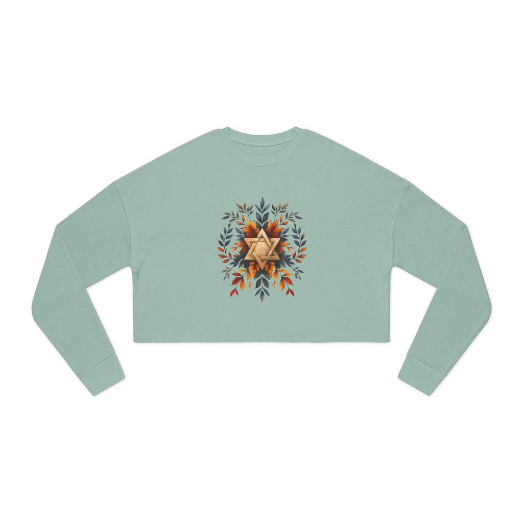 Star of David Wreath Transparent Women's Cropped Sweatshirt - American Zionist