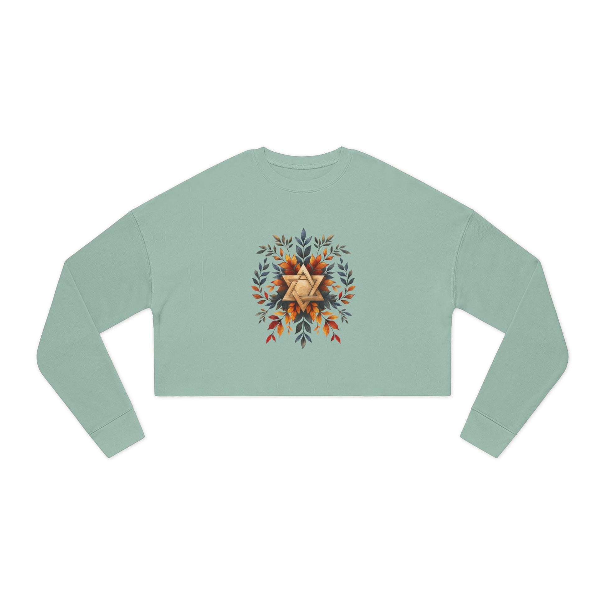 Star of David Wreath Transparent Women's Cropped Sweatshirt - American Zionist