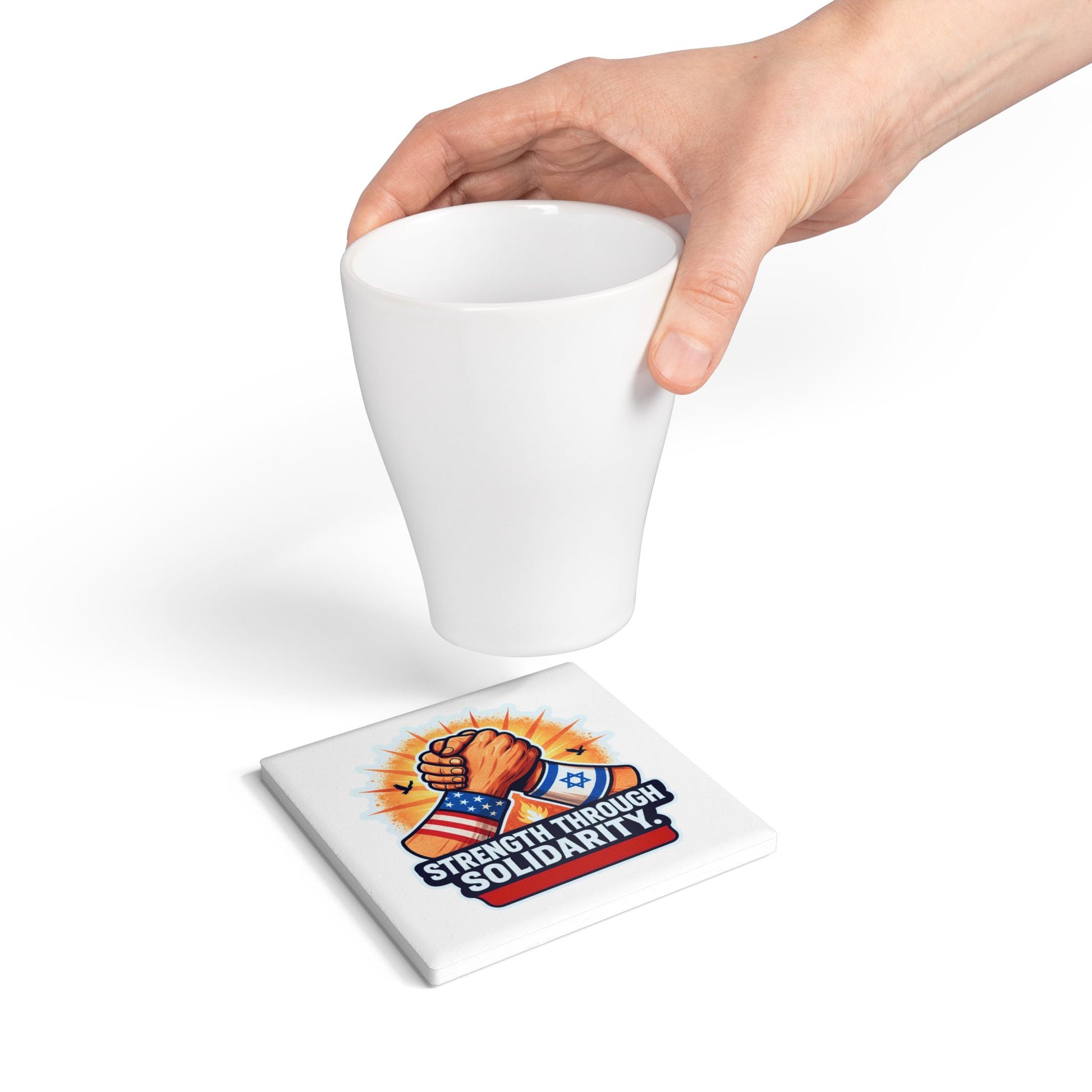 Strength Through Solidarity Ceramic Coaster - American Zionist