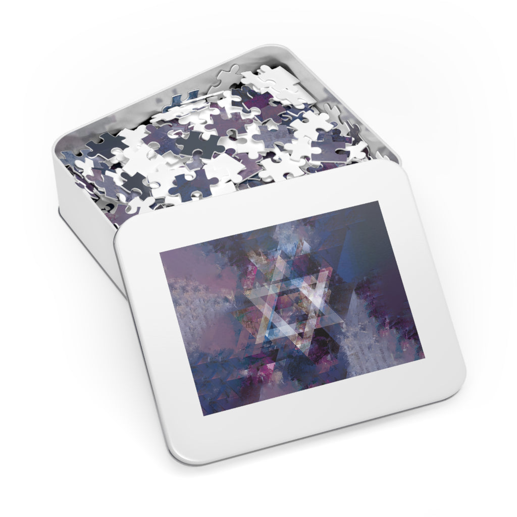 Abstract Star of David Jigsaw Puzzle with Tin - American Zionist