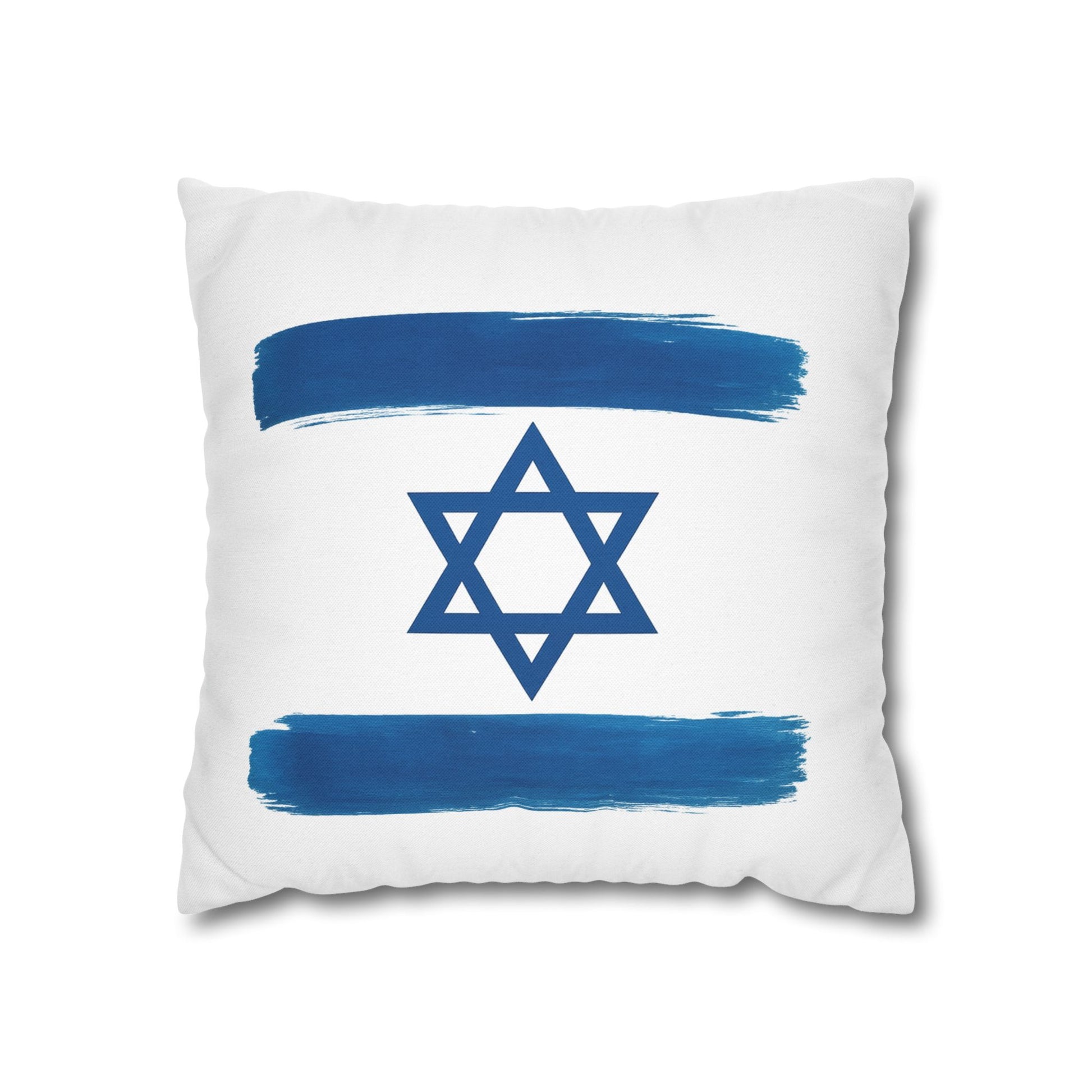 Blue Stars Of David Spun Polyester Square Pillowcase - American Zionist