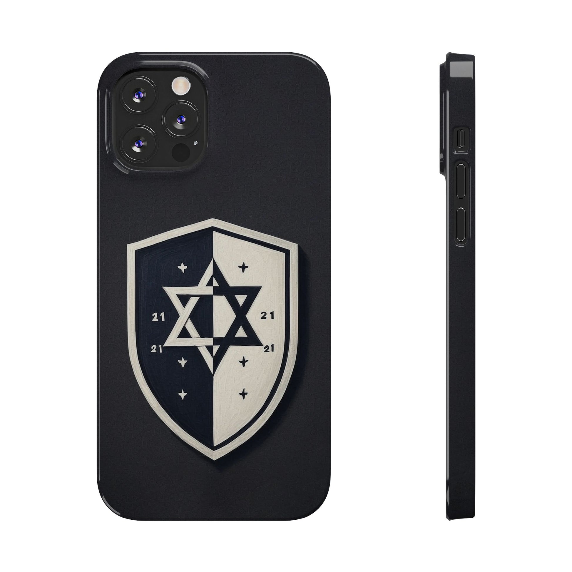 Black and White Shield Slim Phone Cases - American Zionist
