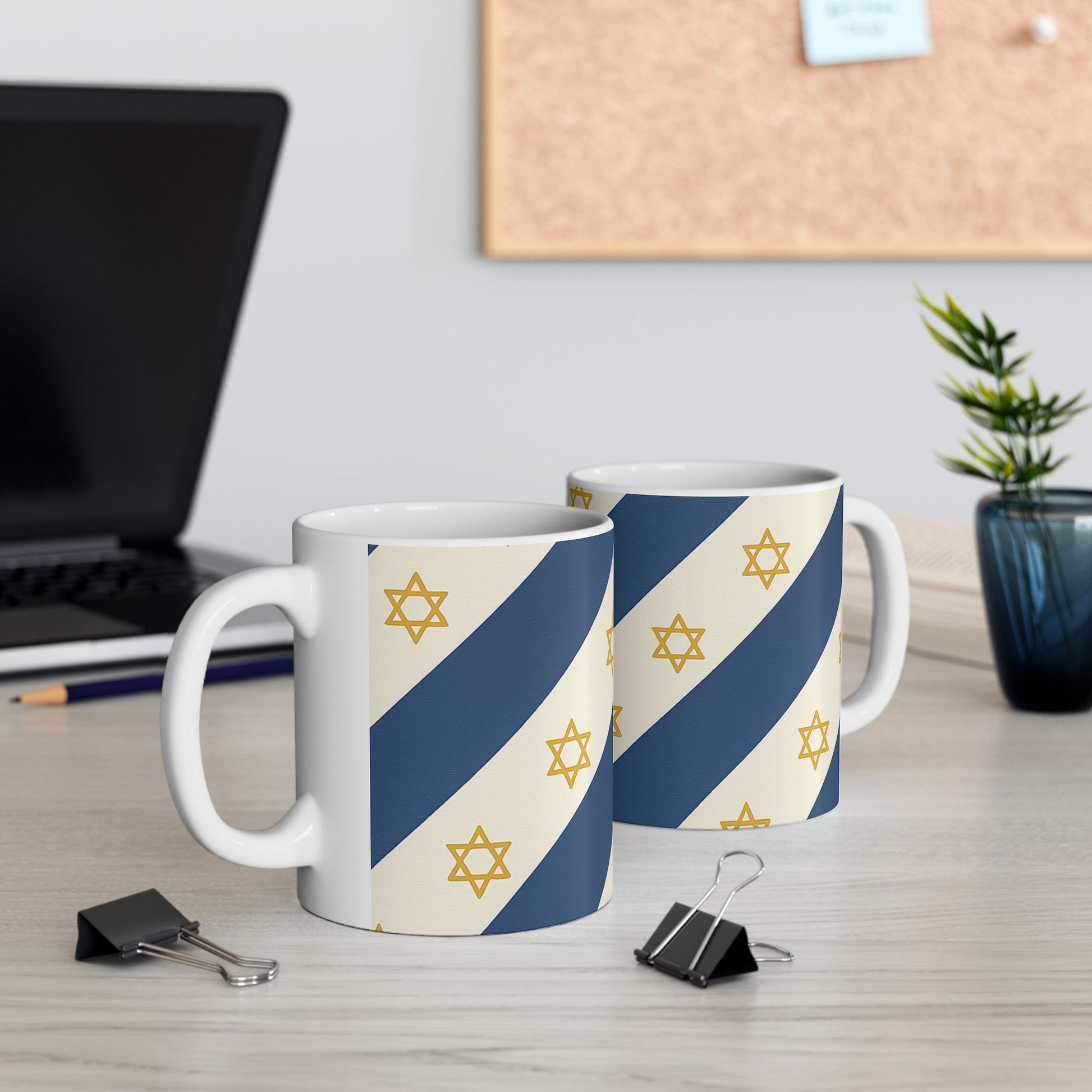 Israel Regalia Stripe Ceramic Mug, (11oz, 15oz) - American Zionist