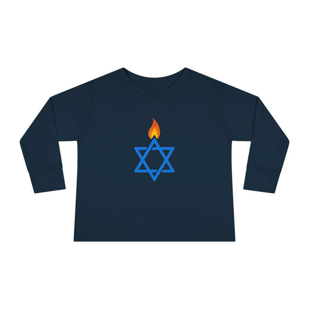 Fire Stars Of David Toddler Long Sleeve Tee - American Zionist