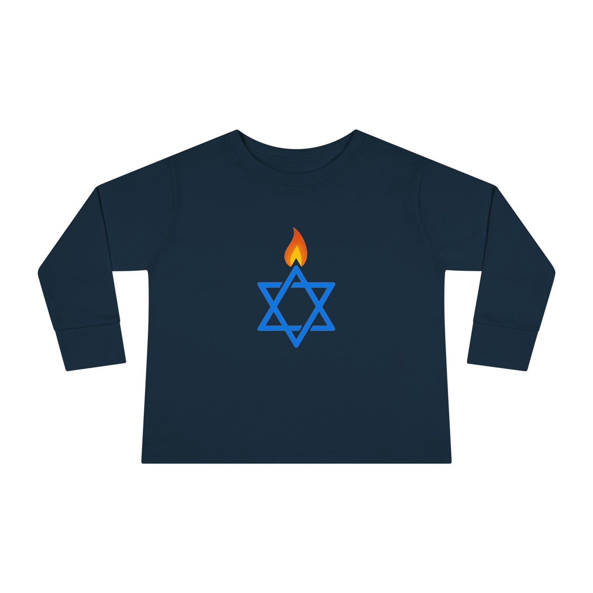Fire Stars Of David Toddler Long Sleeve Tee - American Zionist