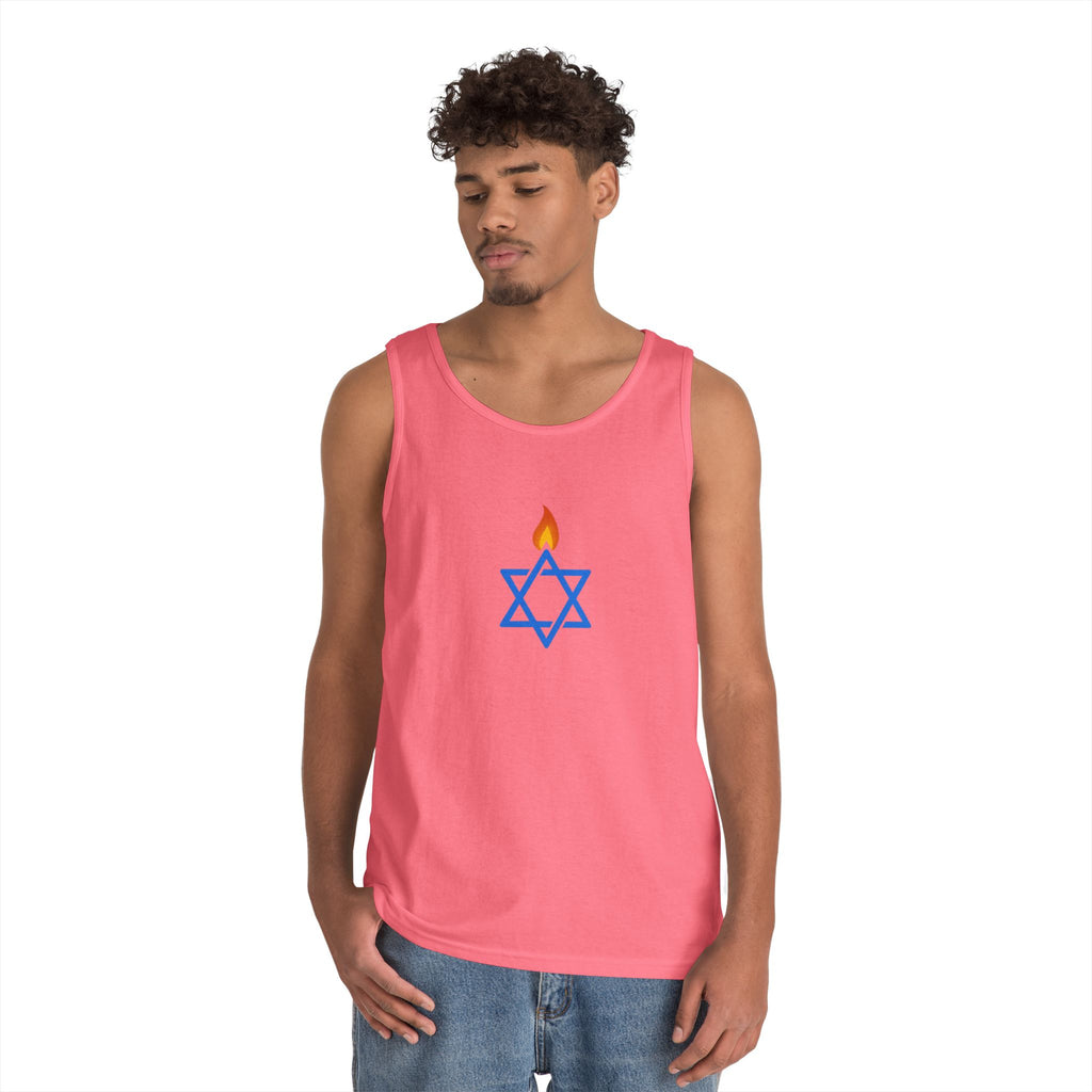 Fire Stars Of David Unisex Heavy Cotton Tank Top - American Zionist