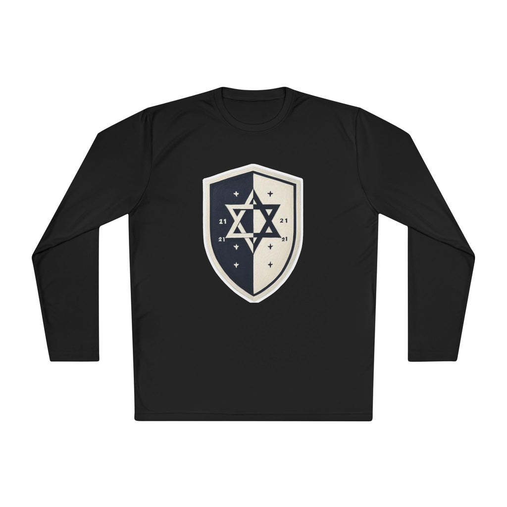 Black and White Shield Unisex Lightweight Long Sleeve Tee - American Zionist