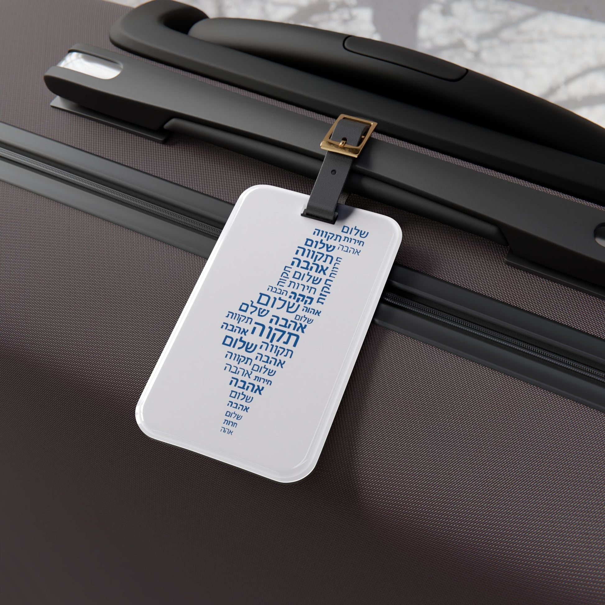 Hebrew Letters Luggage Tag - American Zionist
