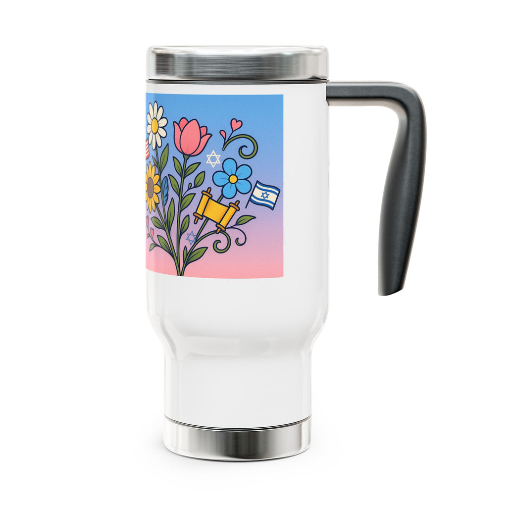 Flourish With Freedom Travel Mug with Handle 14oz - American Zionist