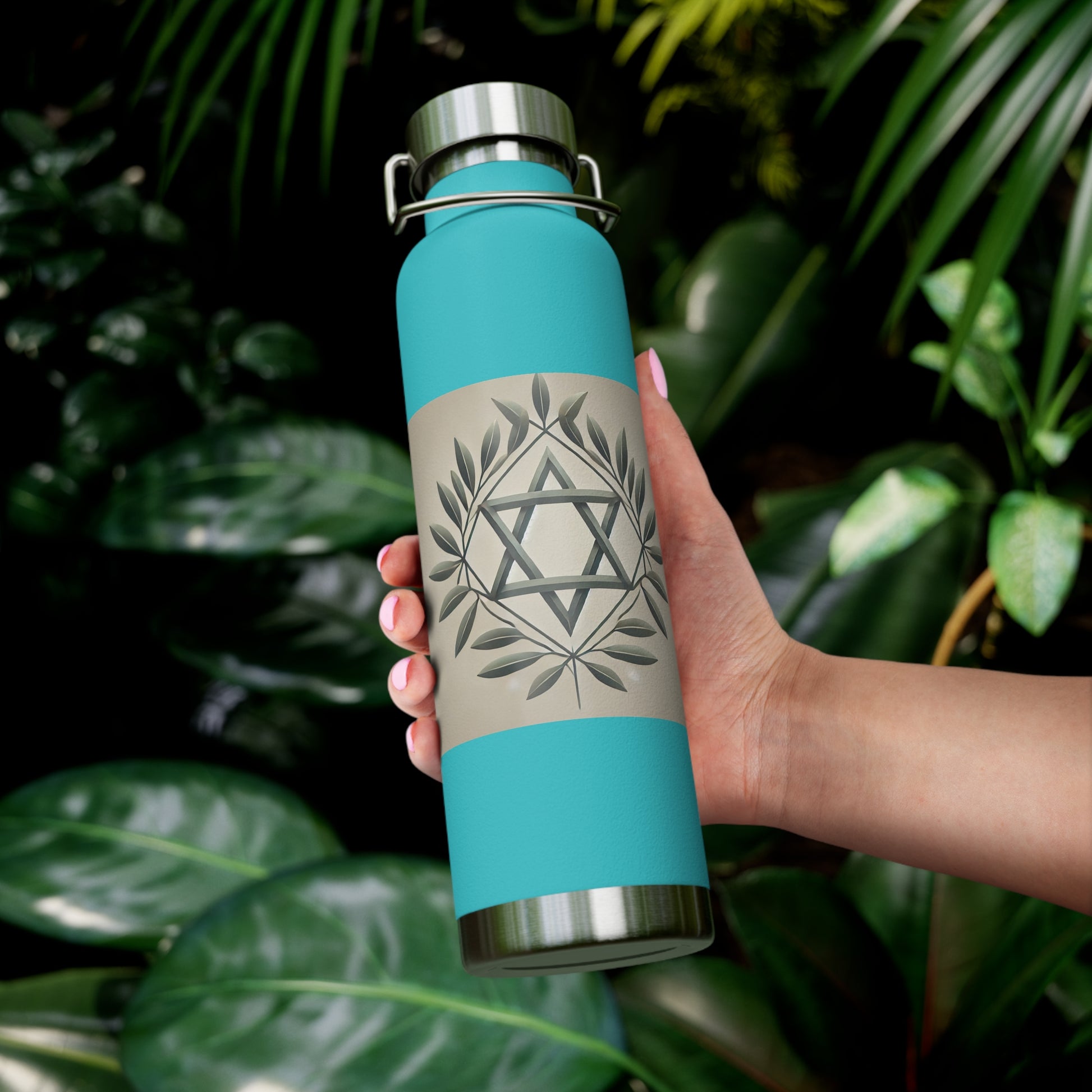 Olive and Star of David Copper Vacuum Insulated Bottle, 22oz - American Zionist