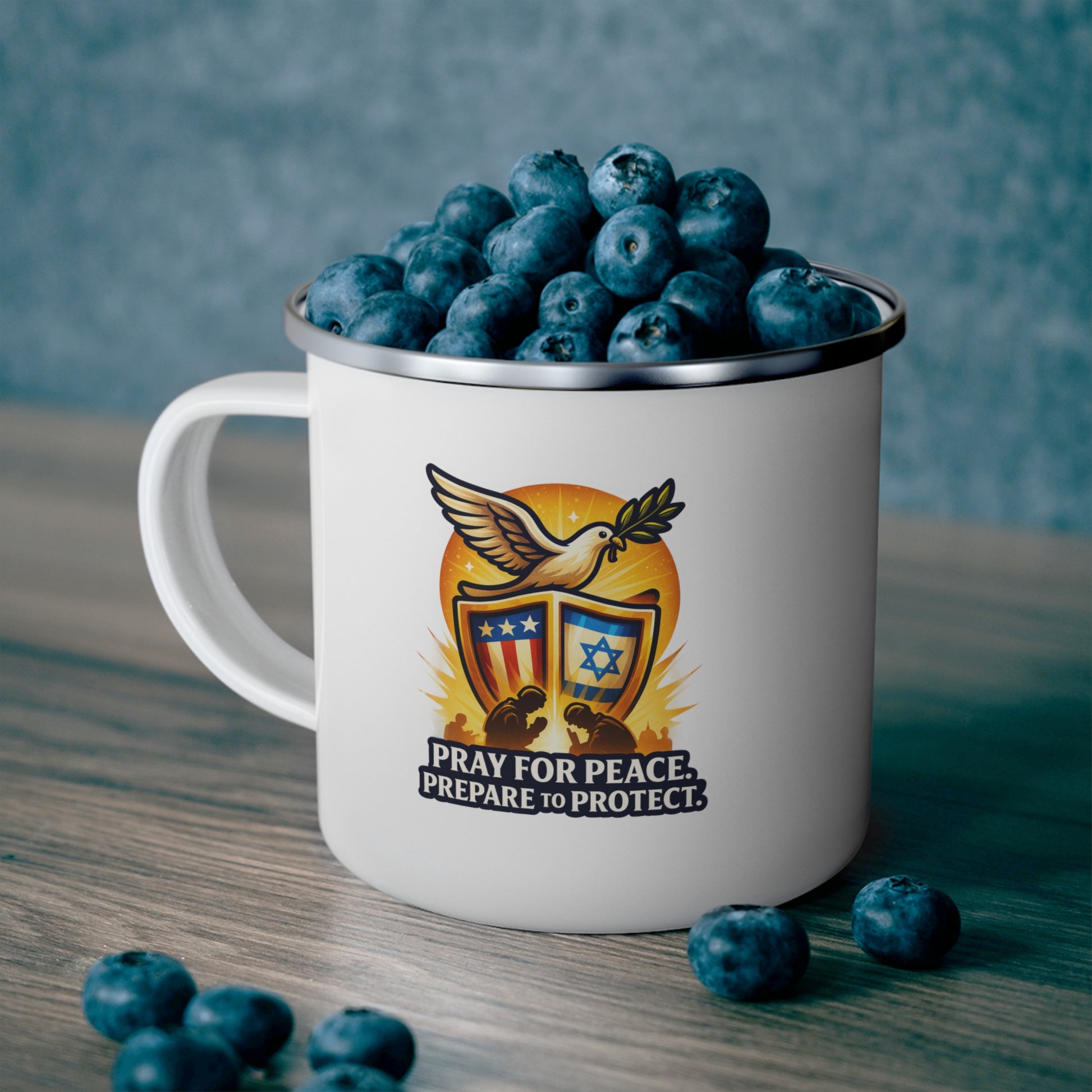 Pray For Peace Enamel Camping Mug - American Zionist
