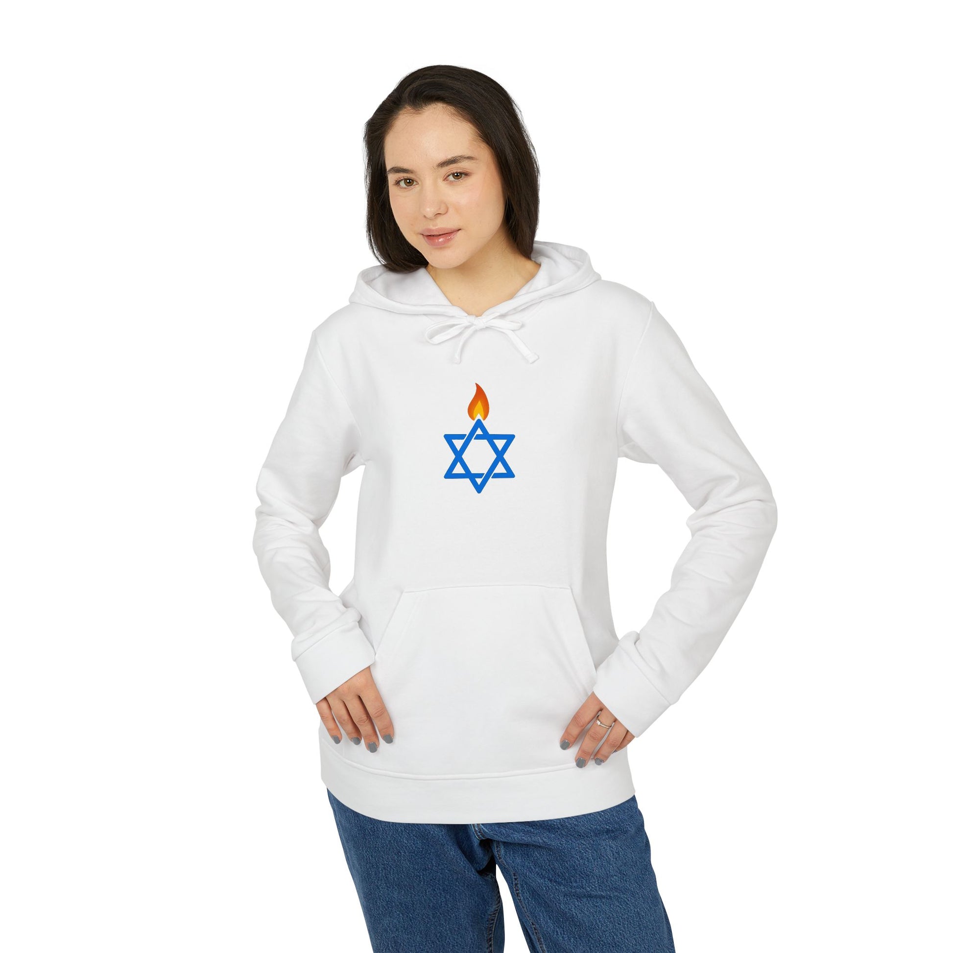 Fire Stars Of David Adidas Unisex Fleece Hoodie - American Zionist