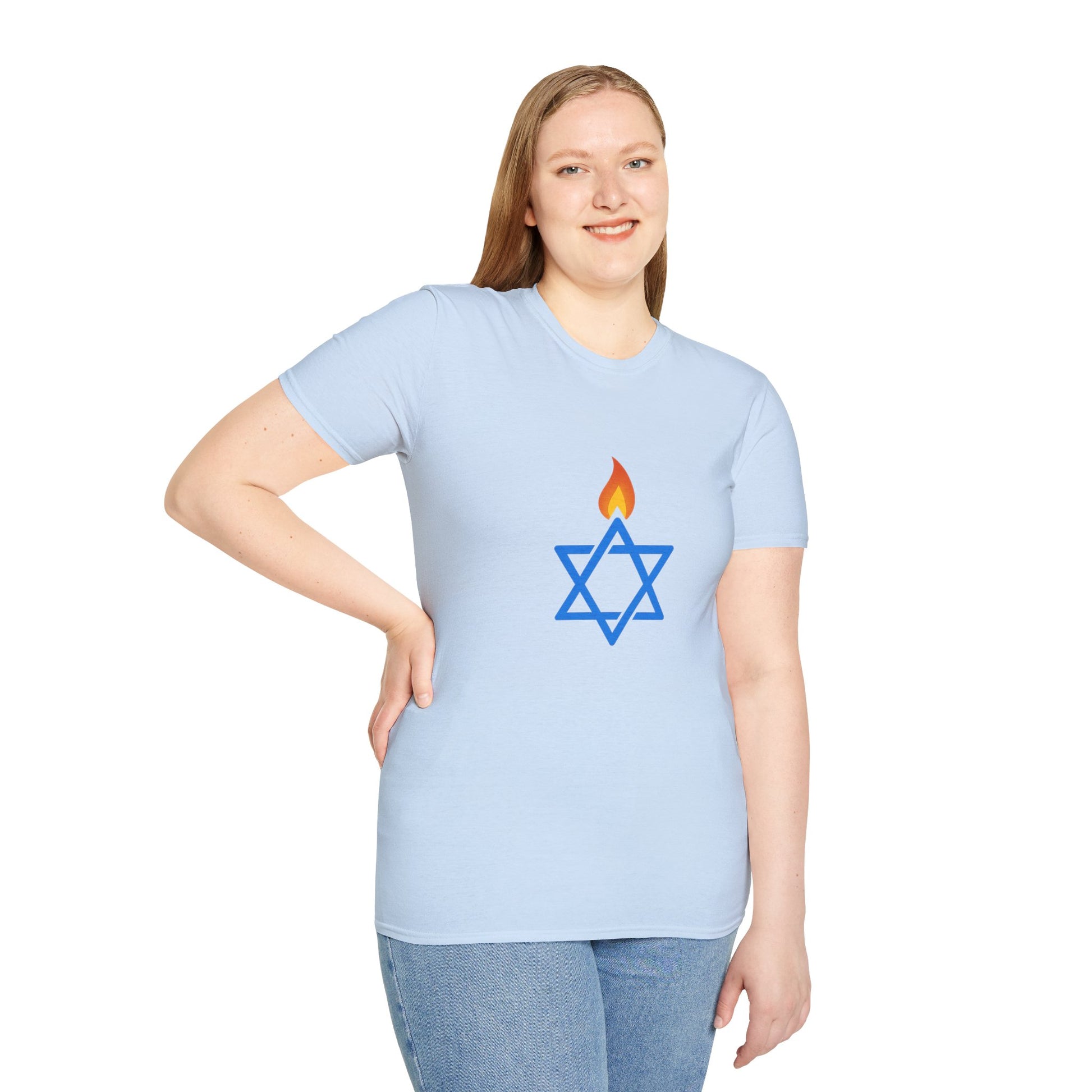 Fire Stars Of David Unisex Softstyle T-Shirt - American Zionist