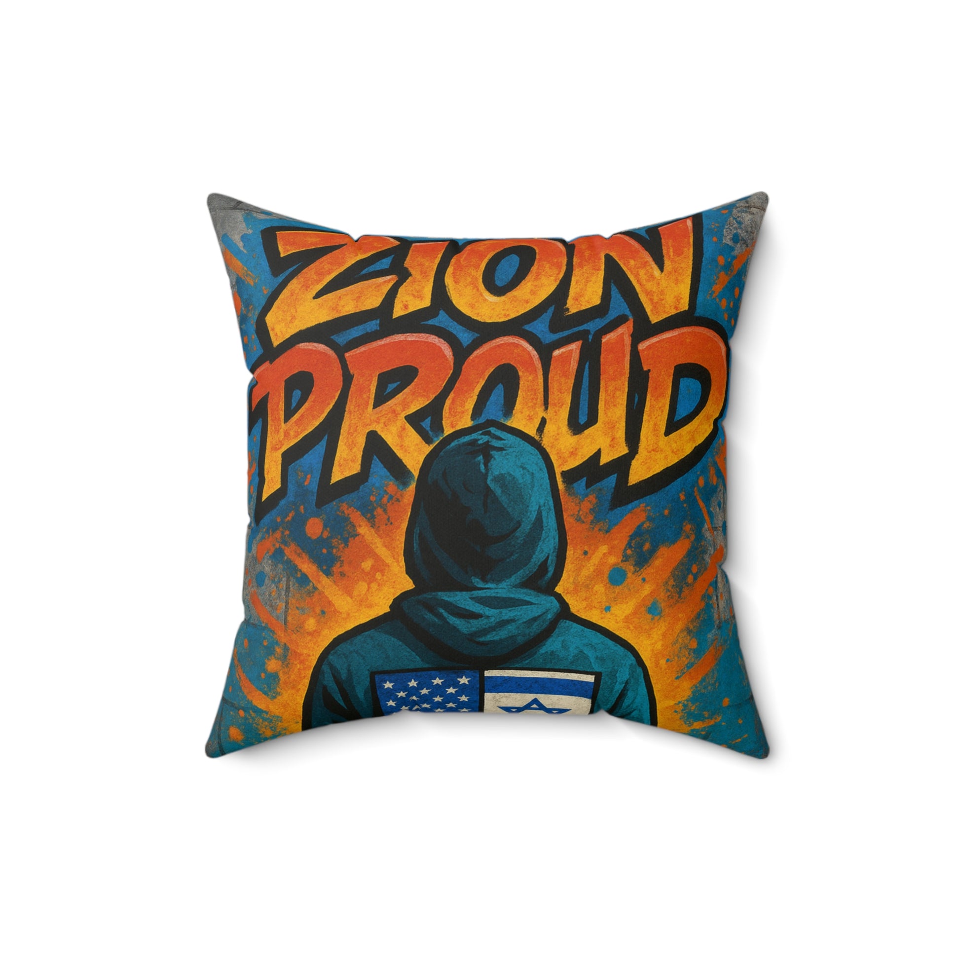 Zion Proud Spun Polyester Square Pillow - American Zionist