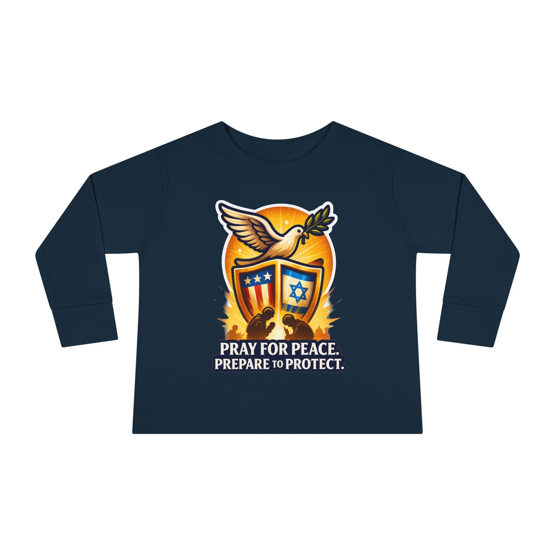 Pray For Peace Toddler Long Sleeve Tee - American Zionist