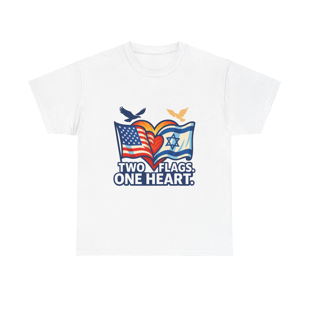 Two Flags One Heart Unisex Heavy Cotton Tee - American Zionist