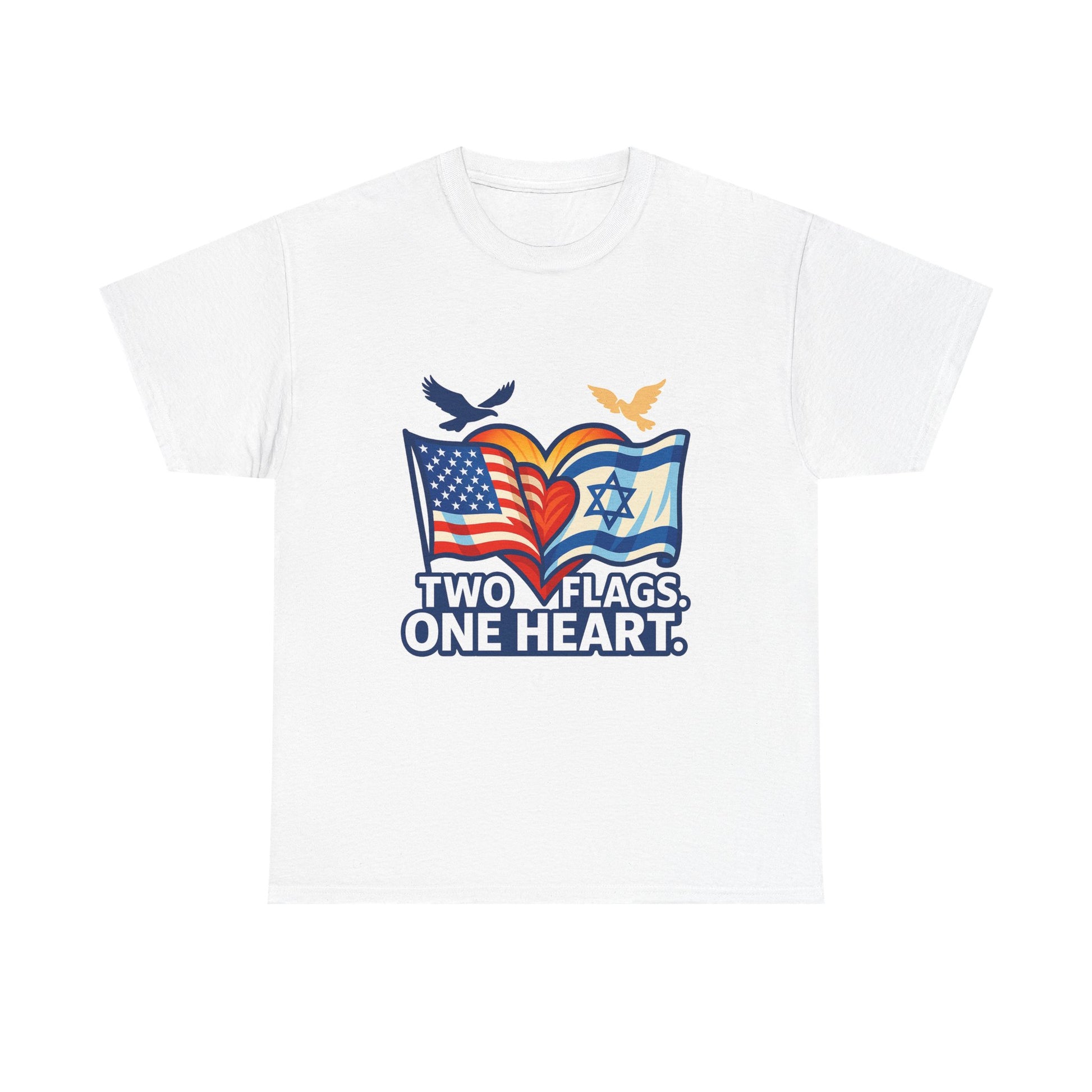 Two Flags One Heart Unisex Heavy Cotton Tee - American Zionist