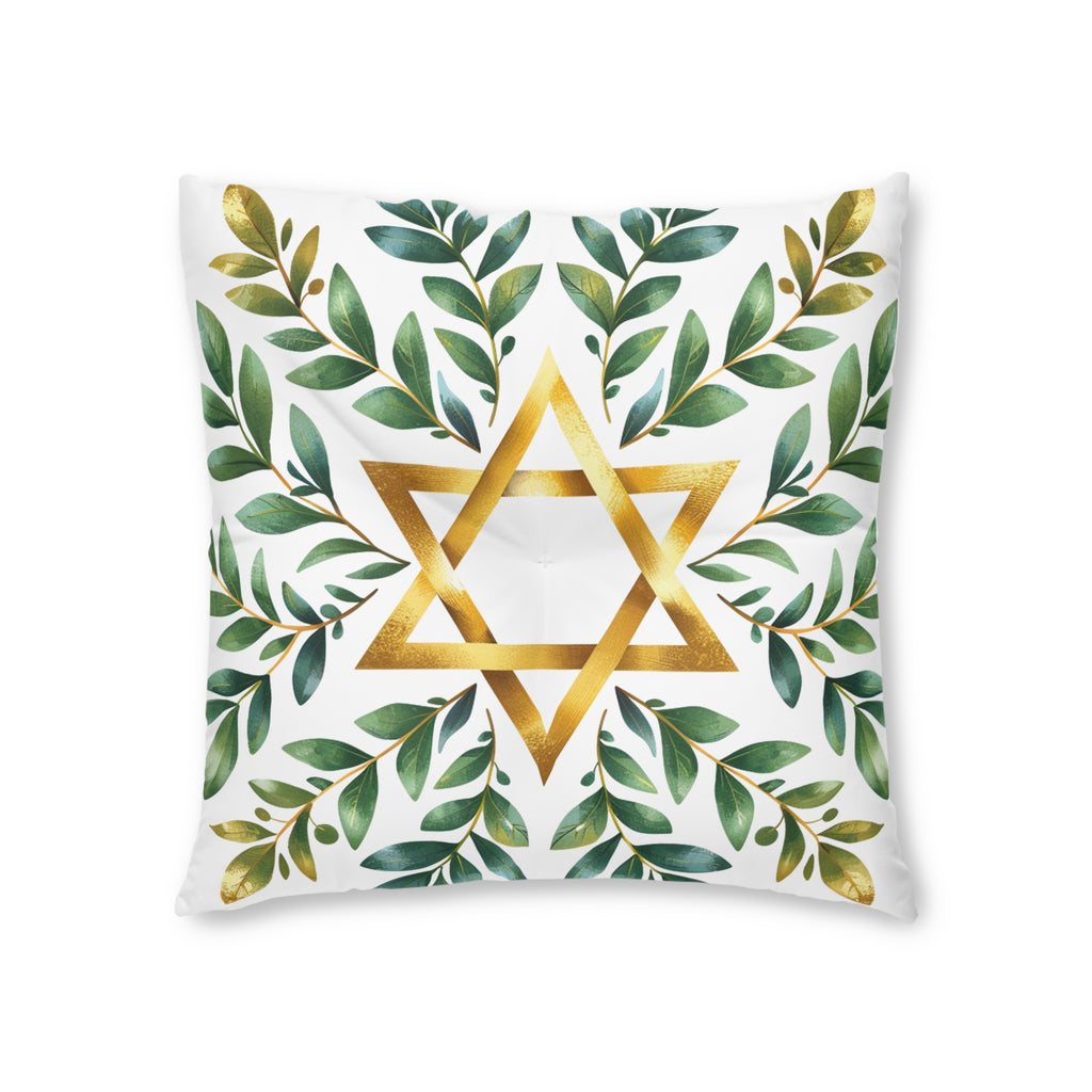 Wreath Star Of David Tufted Floor Pillow, Square - American Zionist